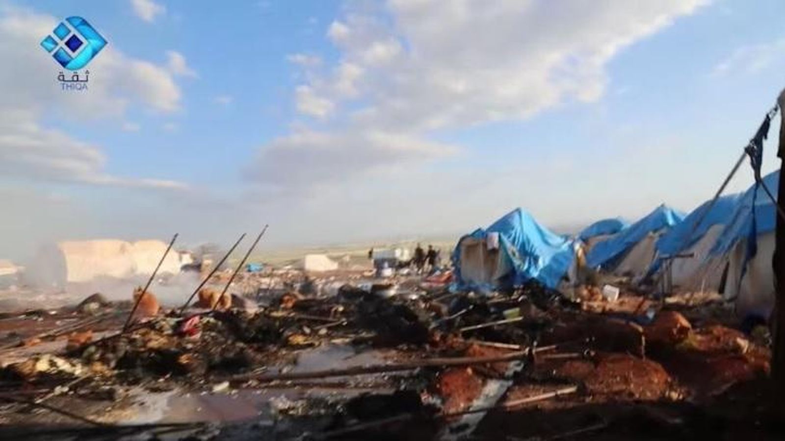 Foto: Así ha quedado el campo de refugiados de Kamouna (Twitter Alicia Kearns)