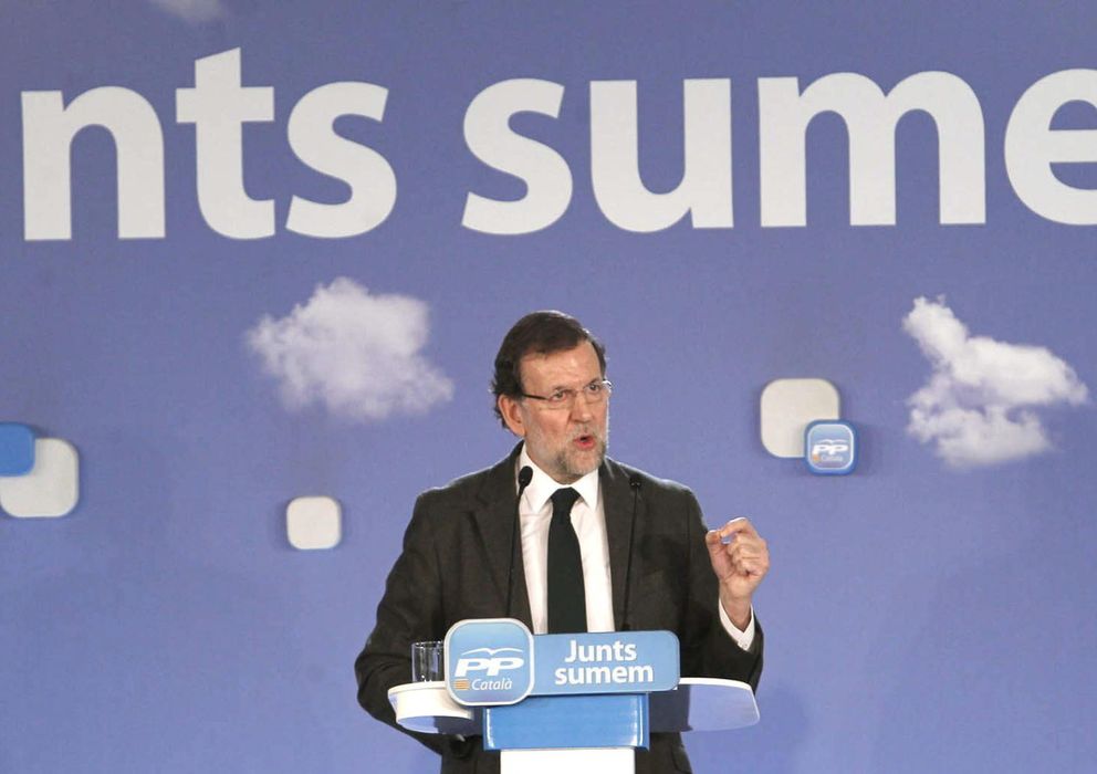 Foto: Mariano Rajoy, durante su intervención en la convención del PPC. (Efe)