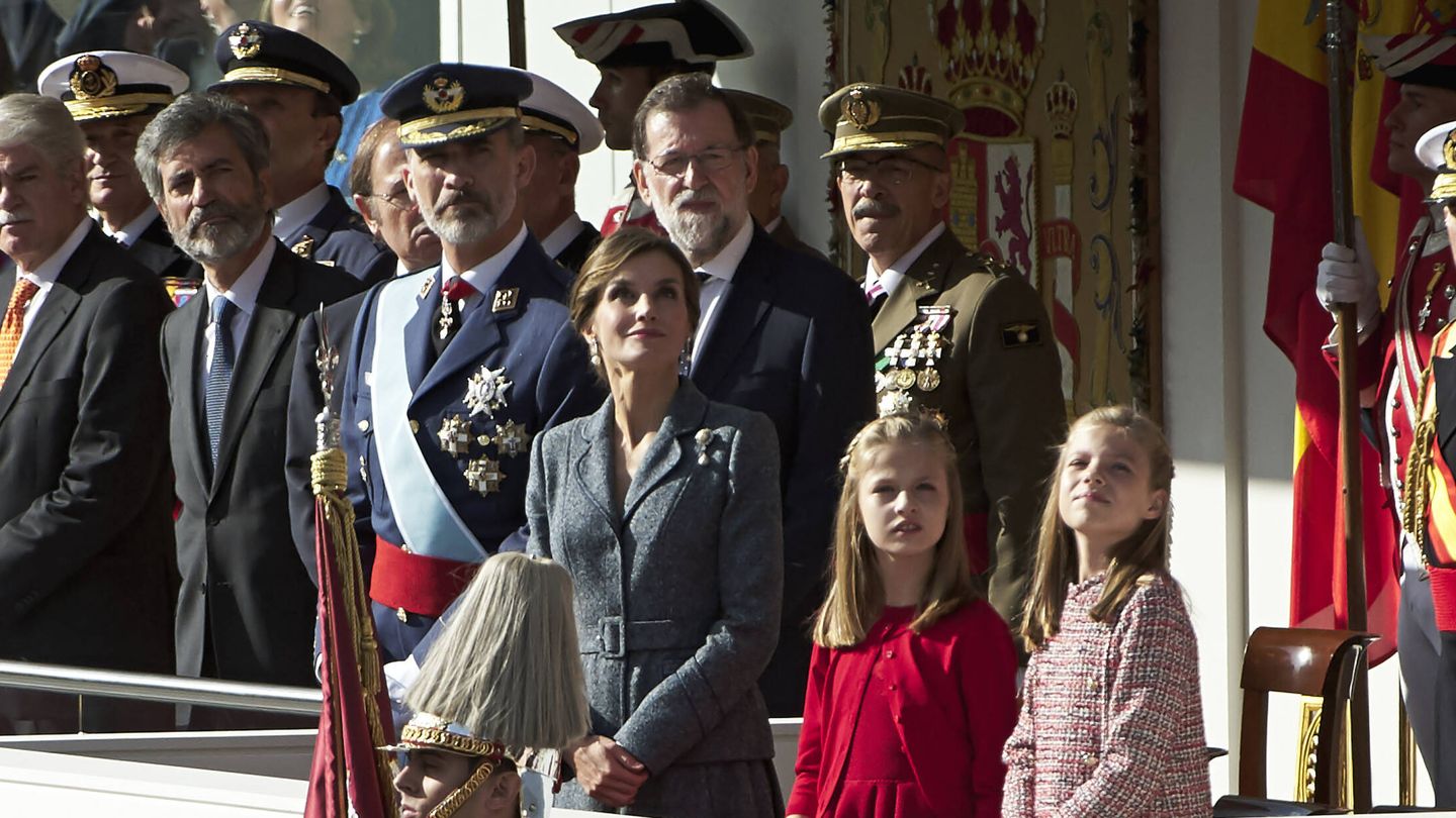 La familia real española durante el 12 de octubre de 2017. (Getty)