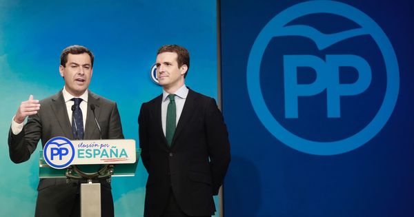 Foto: El presidente del PP, Pablo Casado, con Juanma Moreno. (EFE)