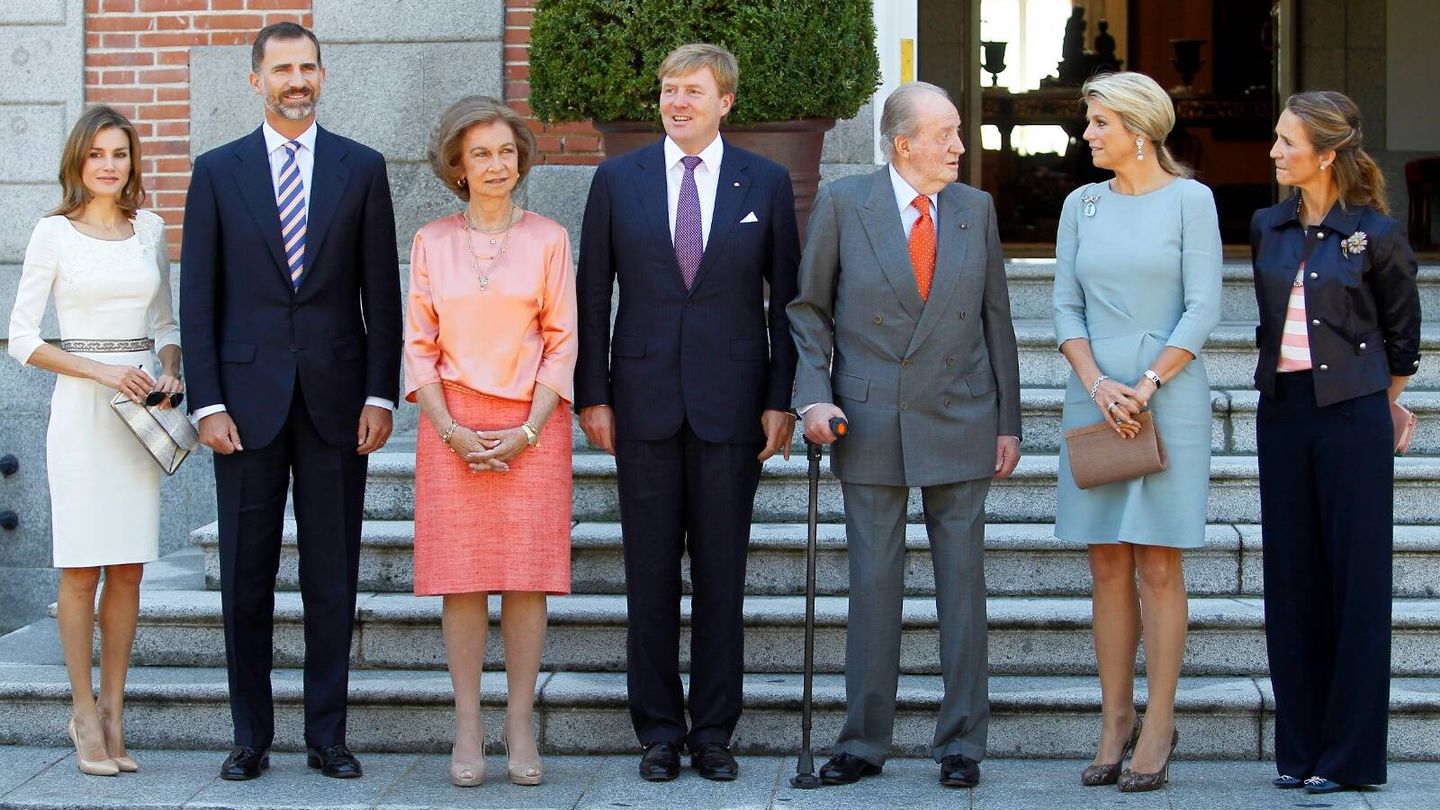 La familia real española, junto a Guillermo Alejandro y Máxima de Holanda. (Gtres)