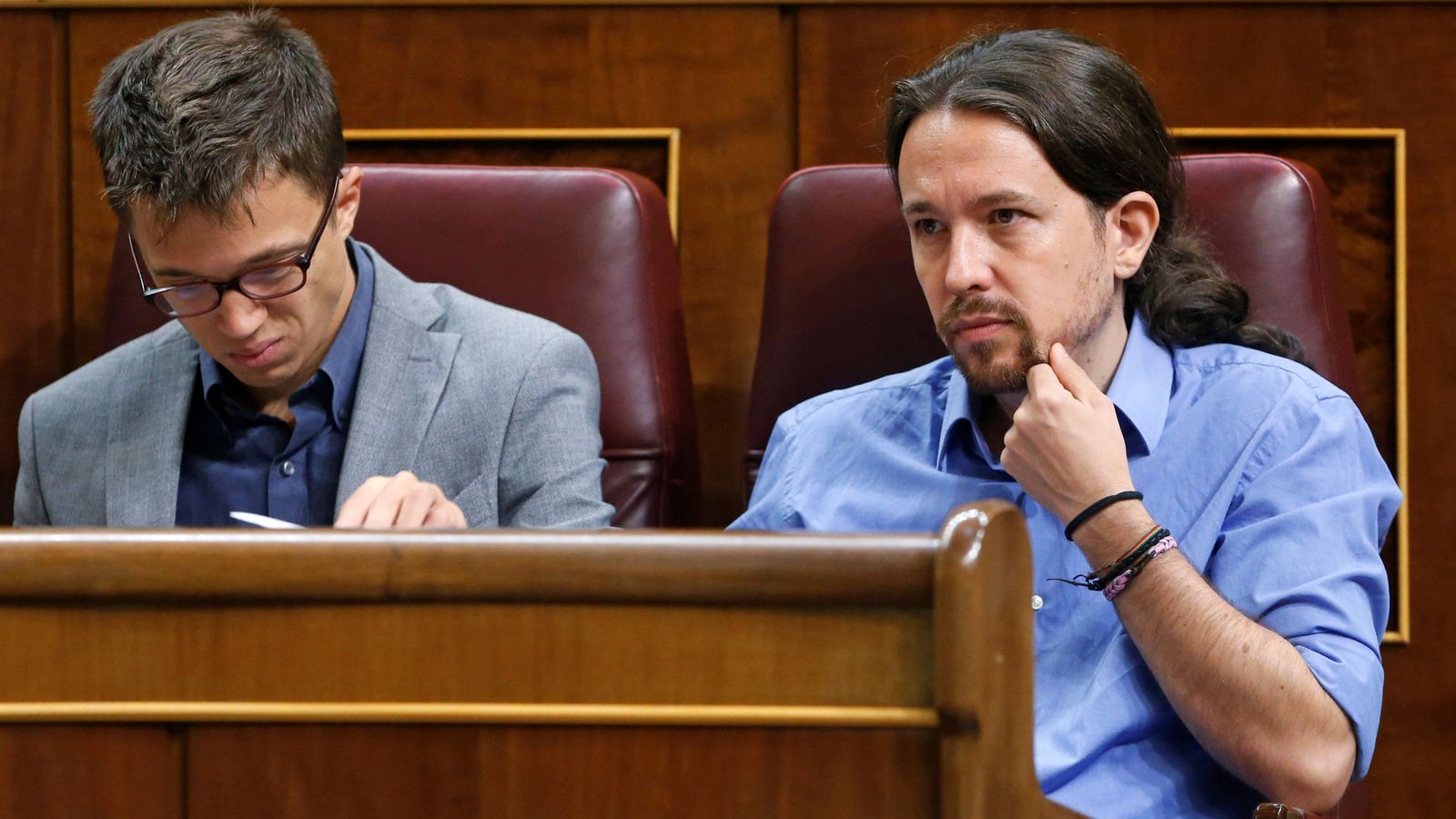 Foto: El secretario general de Podemos, Pablo Iglesias, y su número dos Íñigo Errejón. (Reuters)