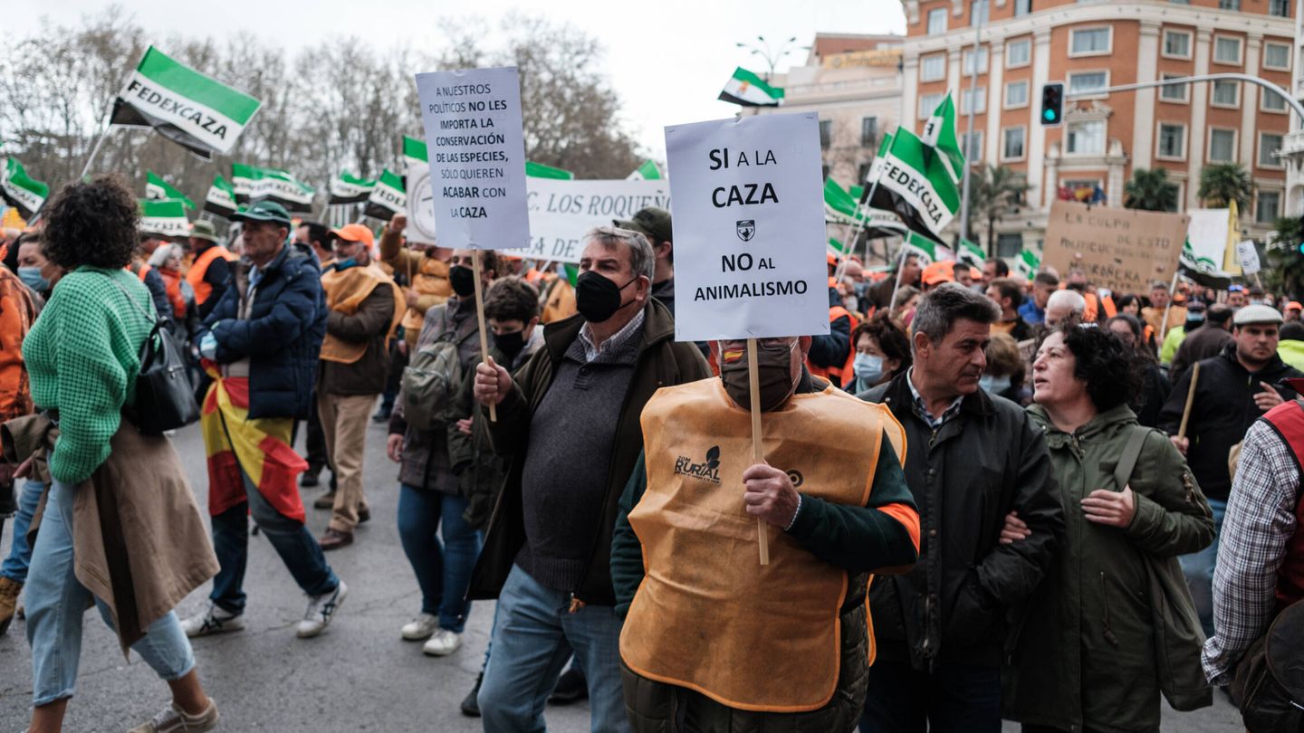 Cazadores en la manifestación de Madrid. (Sergio Beleña)