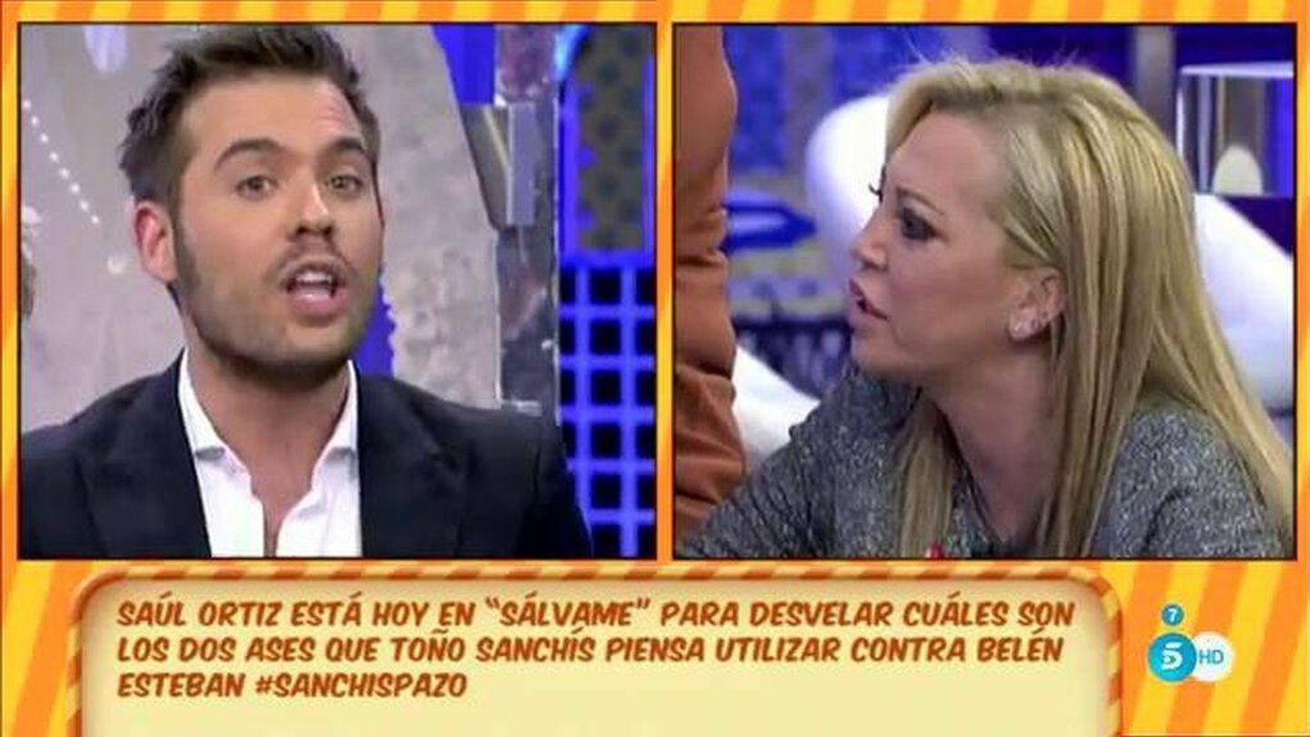 Saúl Ortiz y Belén Esteban, en 'Sálvame'. (Mediaset)