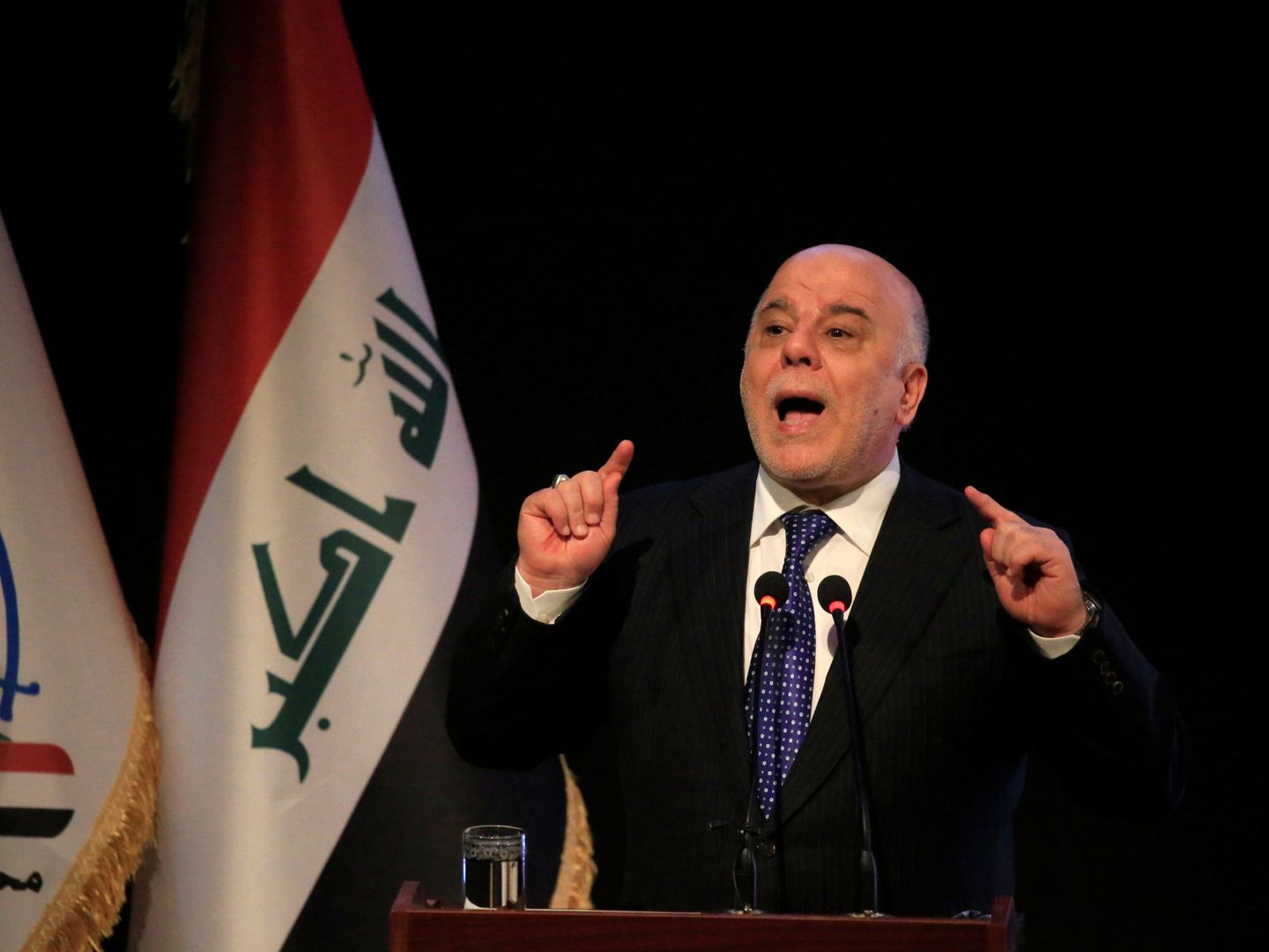 El primer ministro iraquí Haidar Al Abadi durante una ceremonia en Nayaf, el 7 de enero de 2018. (Reuters)