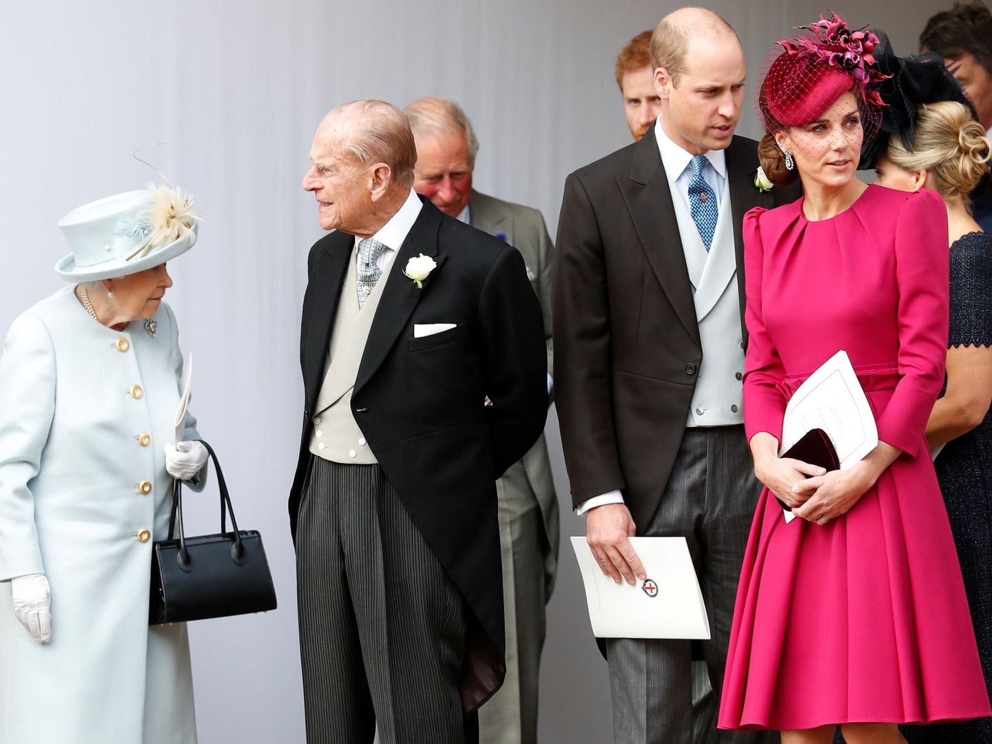 Guillermo y Kate, con la reina y su marido. (Reuters)