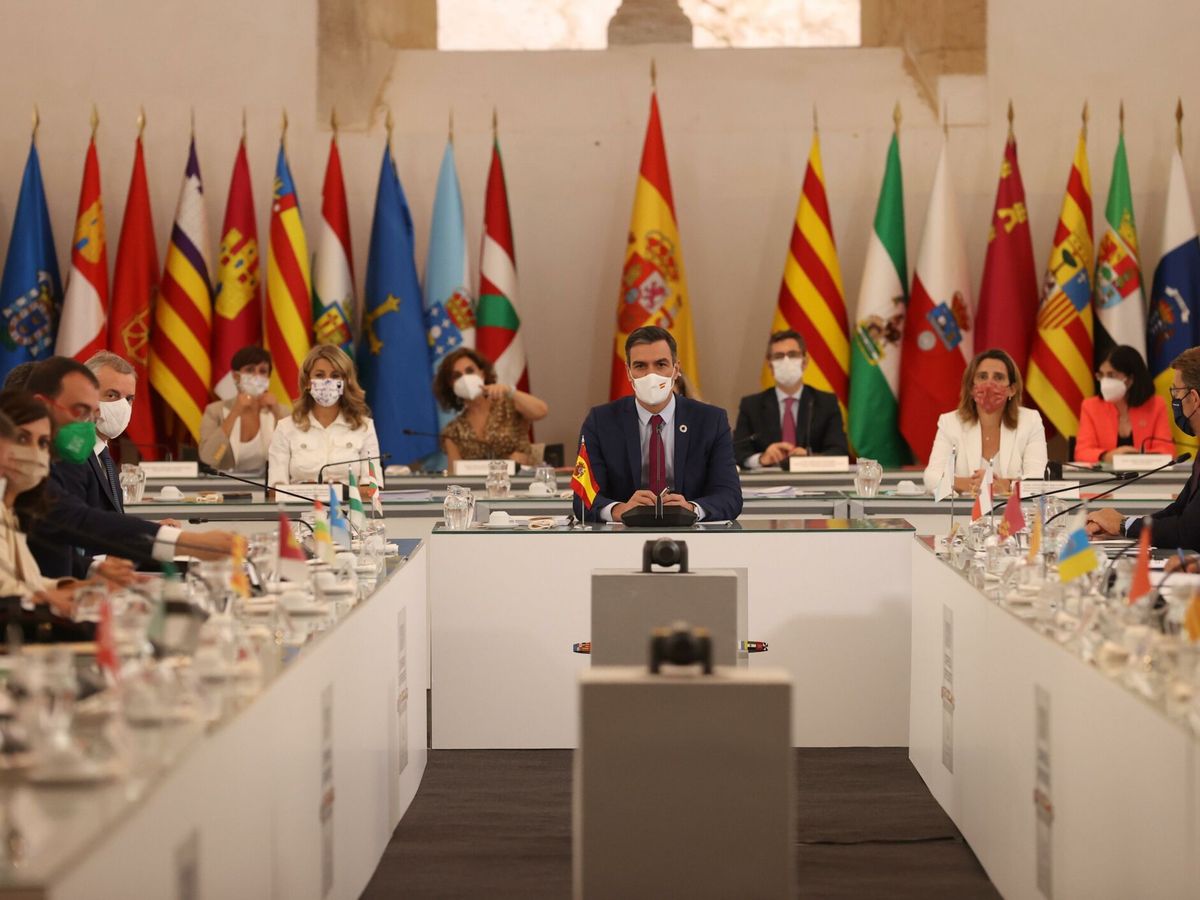 Foto: El presidente del Gobierno, Pedro Sánchez durante la XXIV Conferencia de Presidentes. (EFE/ Juanjo Marín)