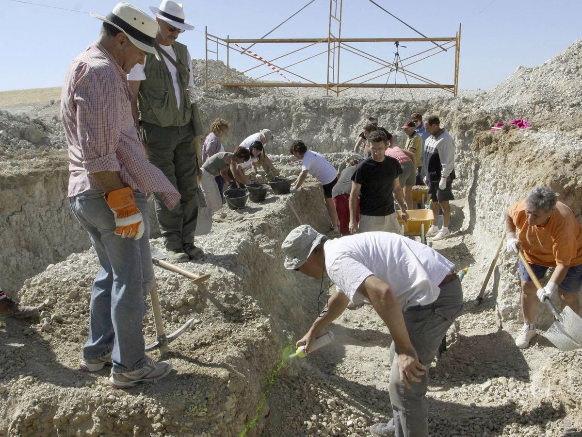 Foto: Varios miembros de la Asociación para la Recuperación de la Memoria Histórica inician la exhumación de dos fosas en Villamediana (Palencia), el pasado verano. (EFE)