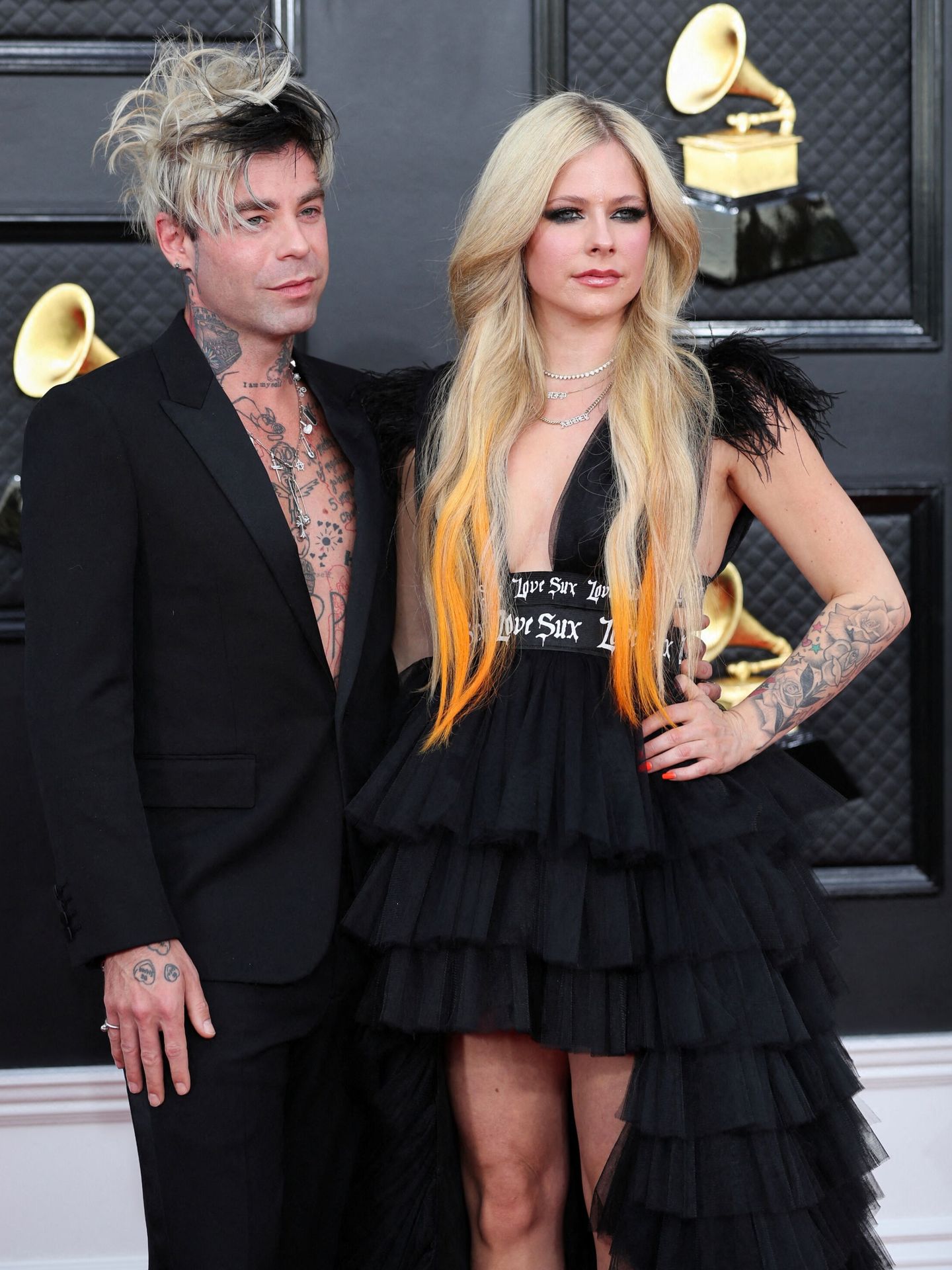 Avril Lavigne y Mod Sun, en los Premios Grammy de este año. (Reuters/Cardona)