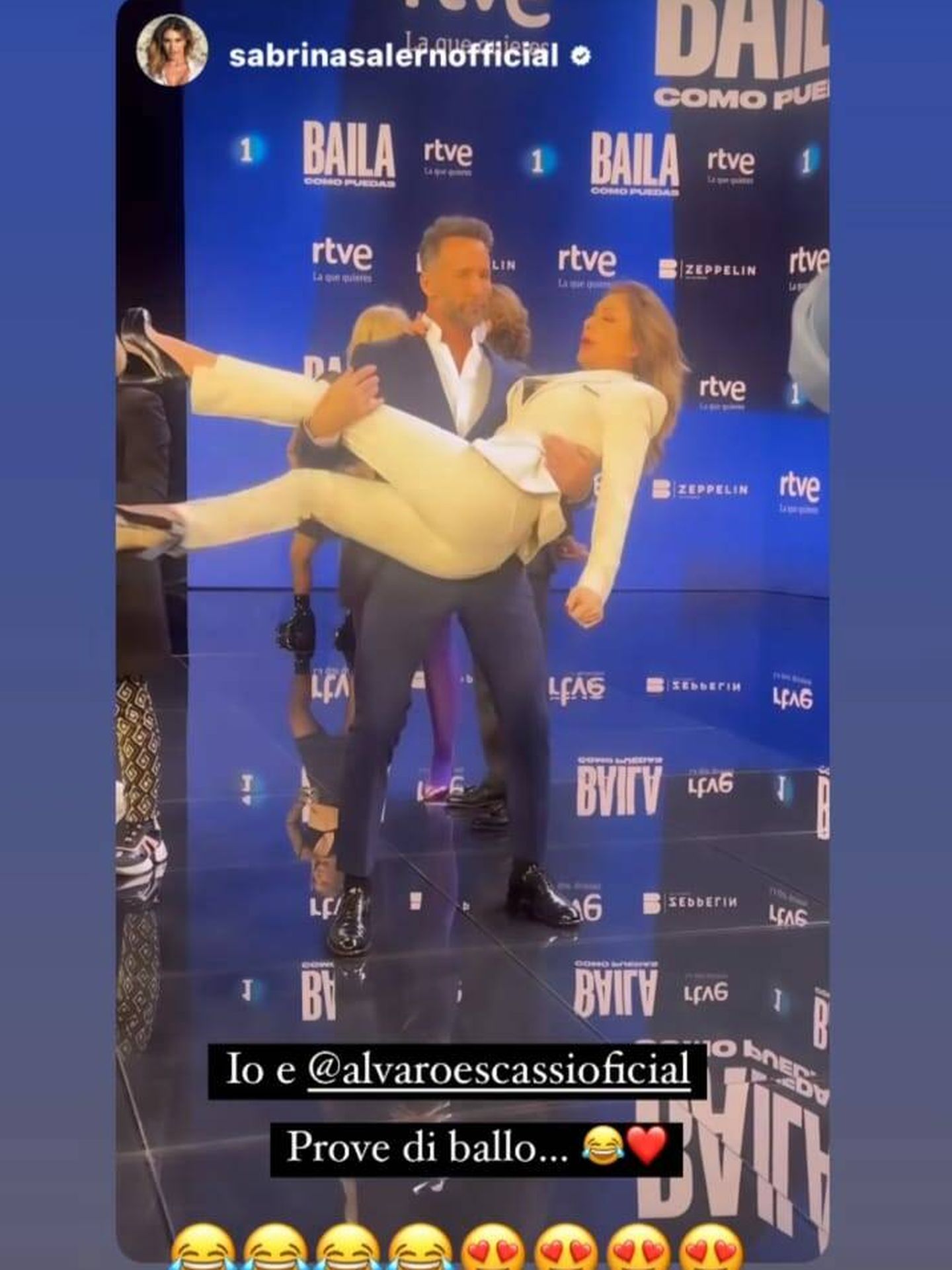 La prueba de baile de Escassi y Sabrina. (Instagram/@alvaroescassioficial)