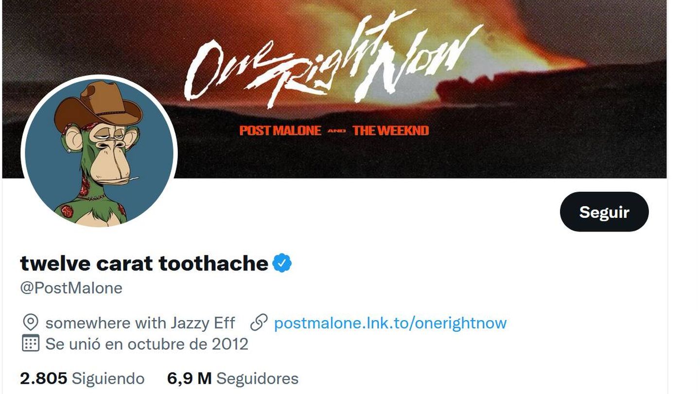 El perfil del rapero Post Malone en Twitter. 