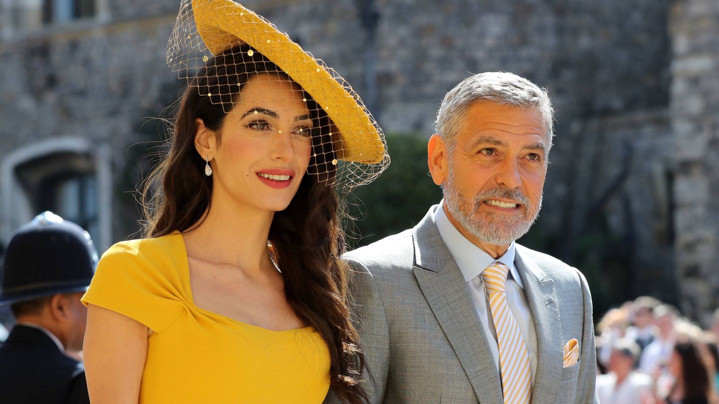 Amal y George Clooney, en la boda real. (Getty/Pool/Gareth Fuller/WPA)
