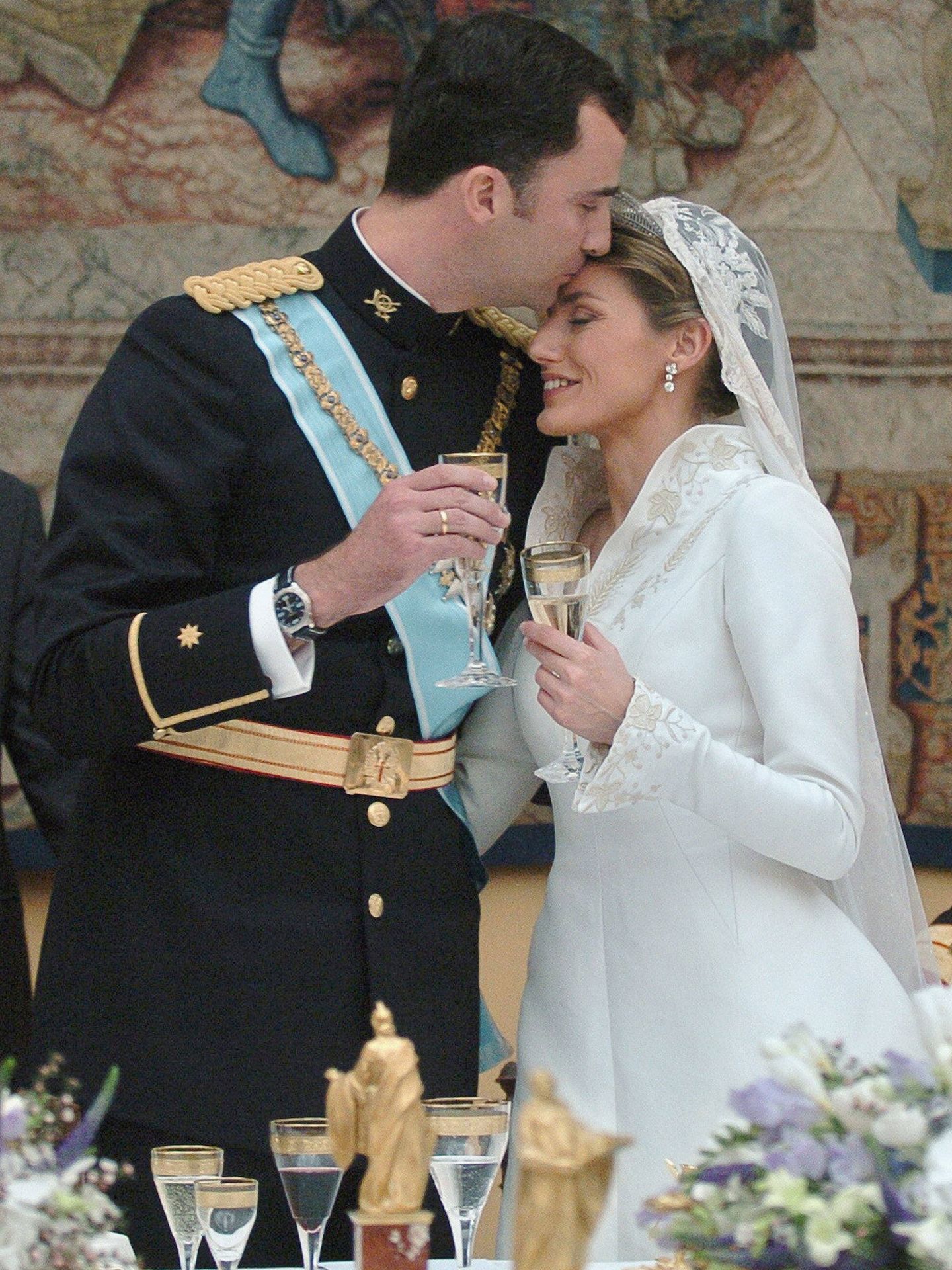 Don Felipe y doña Letizia, en el banquete de su boda. (Getty)