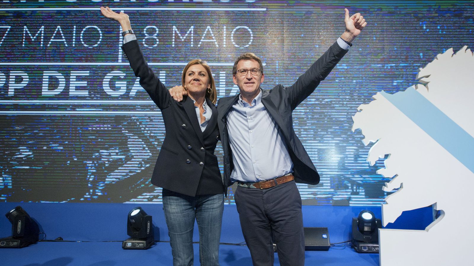 Foto: El presidente de la Xunta de Galicia, Alberto Núñez Feijóo, y la secretaria general del PP, María Dolores de Cospedal. (Efe)