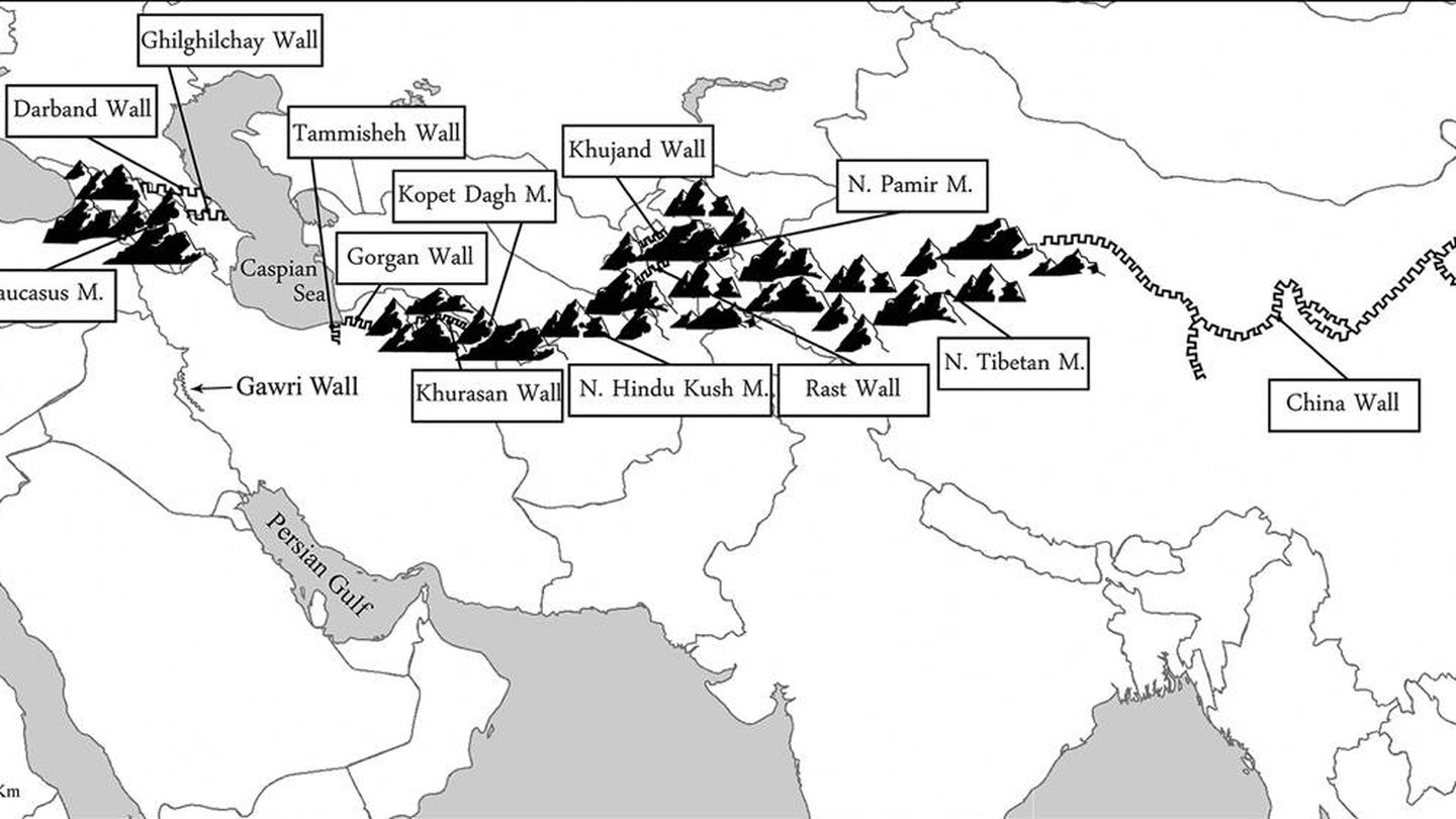 Situación del muro de Gawri y de otros conocidos a lo largo de Asia. (Antiquity)