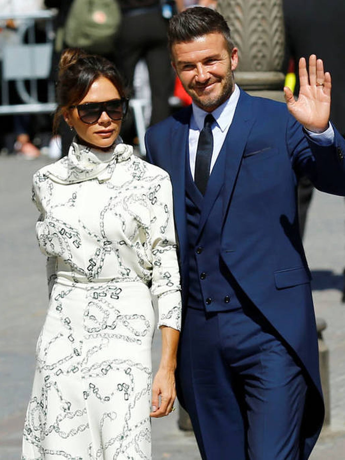 Victoria y David Beckham, en la boda de Sergio Ramos y Pilar Rubio. (Reuters)