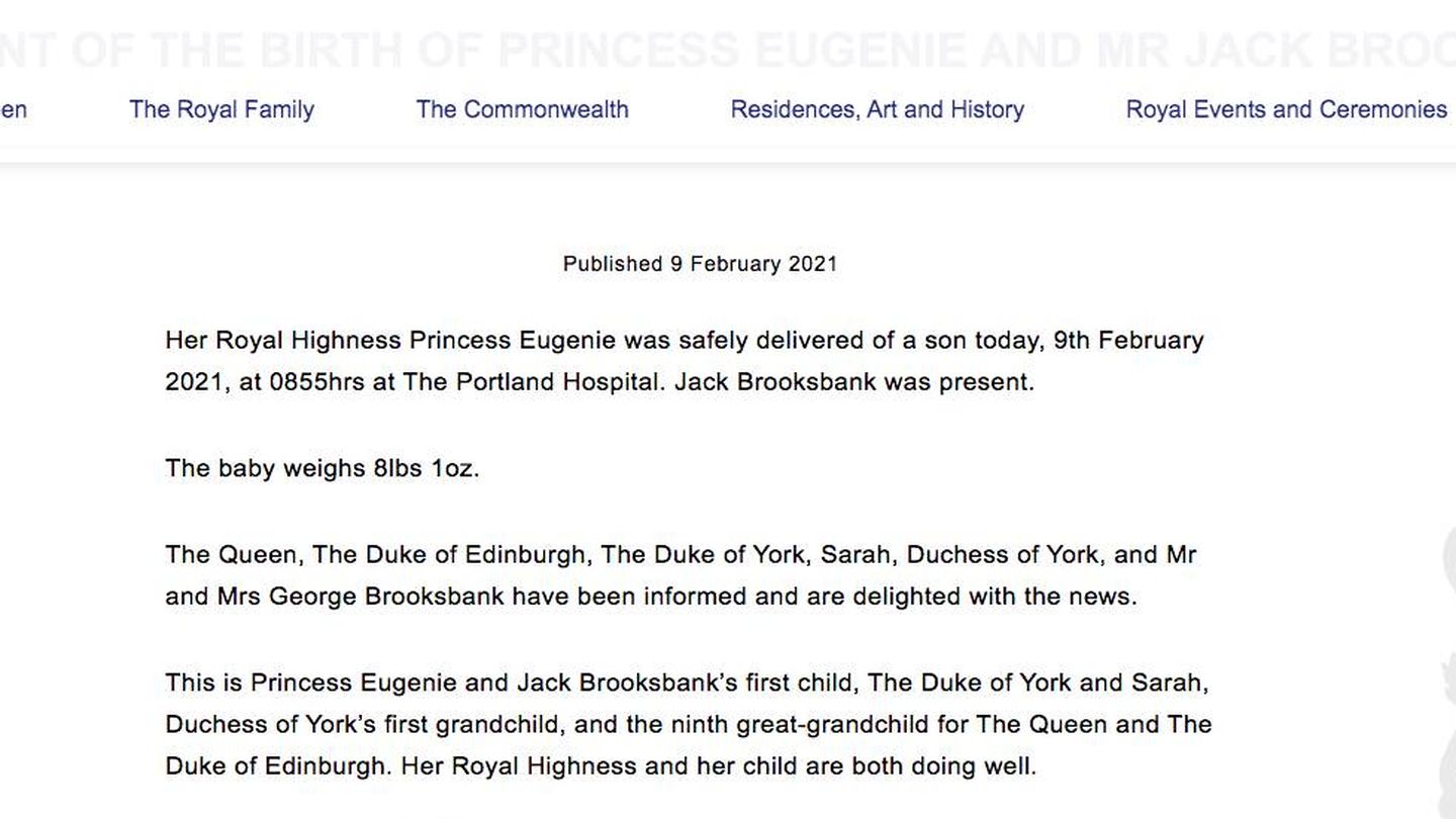 El comunicado oficial de la Casa Real. 