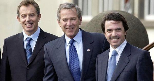 Foto: Tony Blair, George Bush y José María Aznar en Las Azores. (Efe)