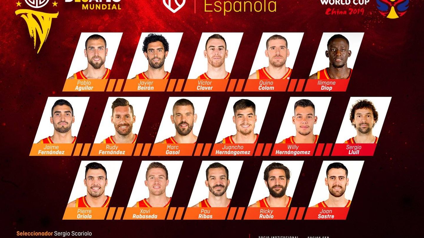 Los 16 convocados de la Selección española de baloncesto para la Copa del Mundo de China.