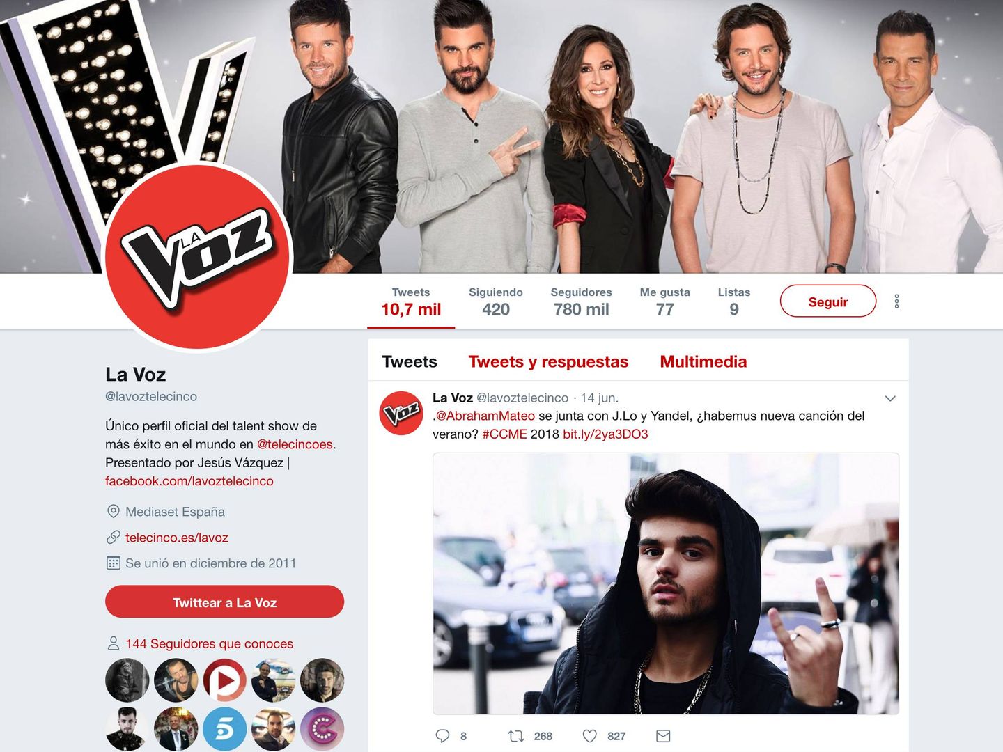 La cuenta de 'La Voz' ya no tiene la verificación de Twitter.