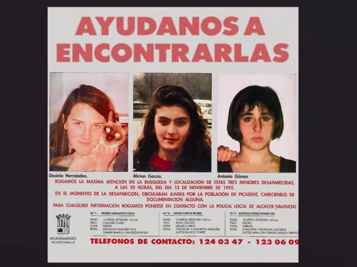 Foto: Cartel de la desaparición de las niñas de Alcásser. (Netflix)