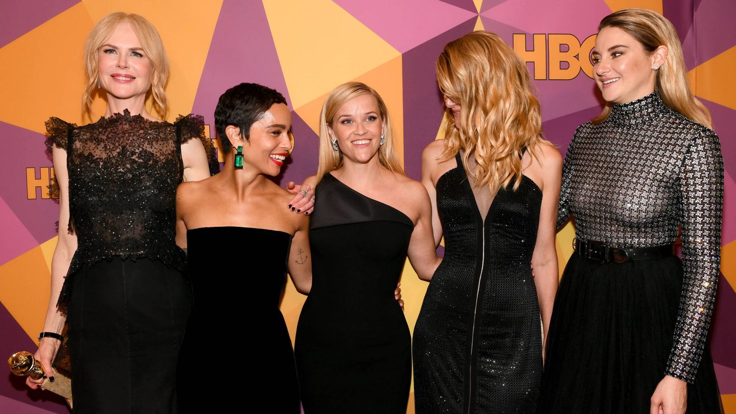 Las protagonistas de 'Big Little Lies', enfundadas de negro en la fiesta de HBO tras los Globos de Oro. (Getty/Emma McIntyre)