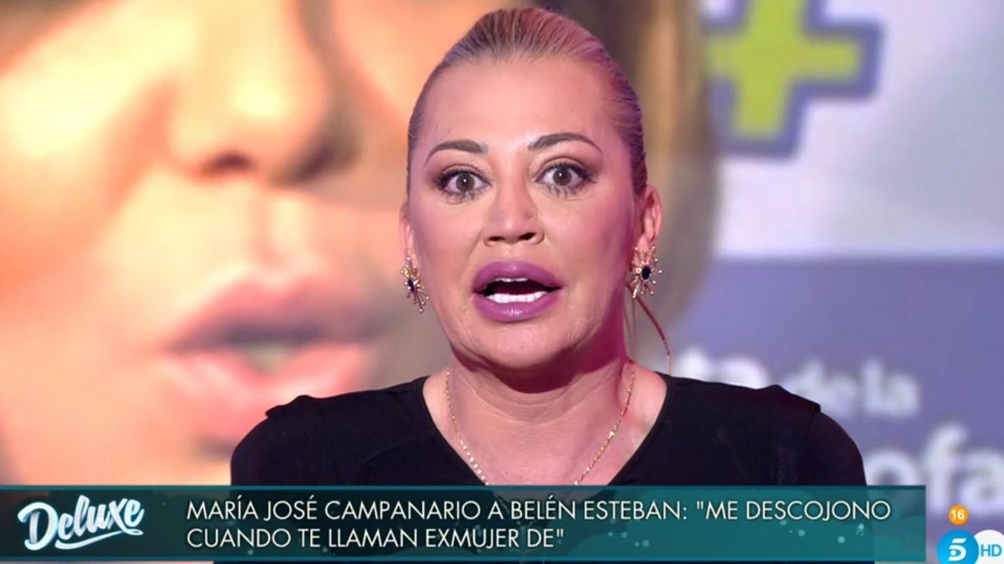 Belén Esteban, contestando a María José Campanario en 'Sábado Deluxe'. (Telecinco)