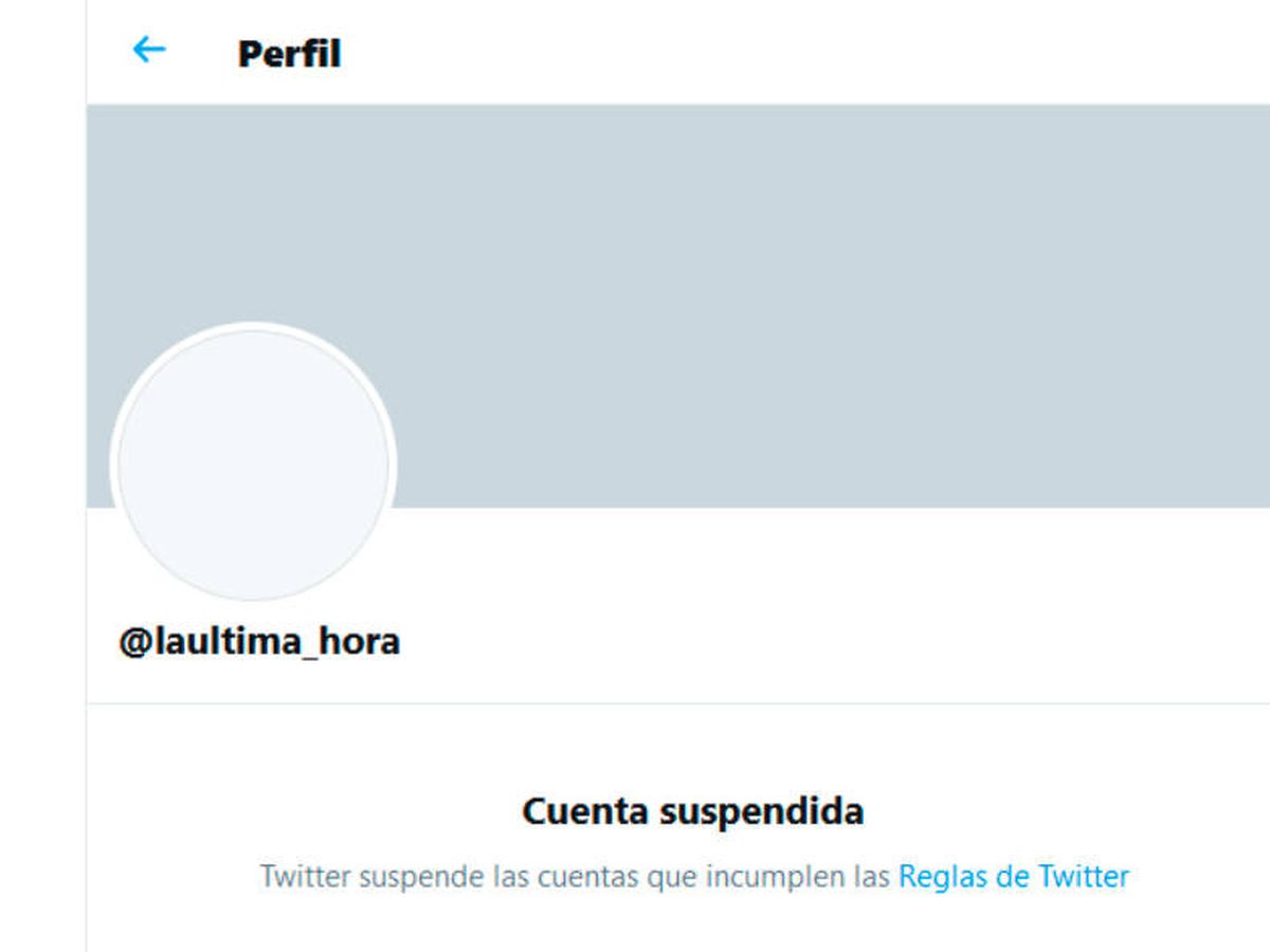 Foto: La cuenta de La Última Hora, en el momento de ser suspendida por Twitter.