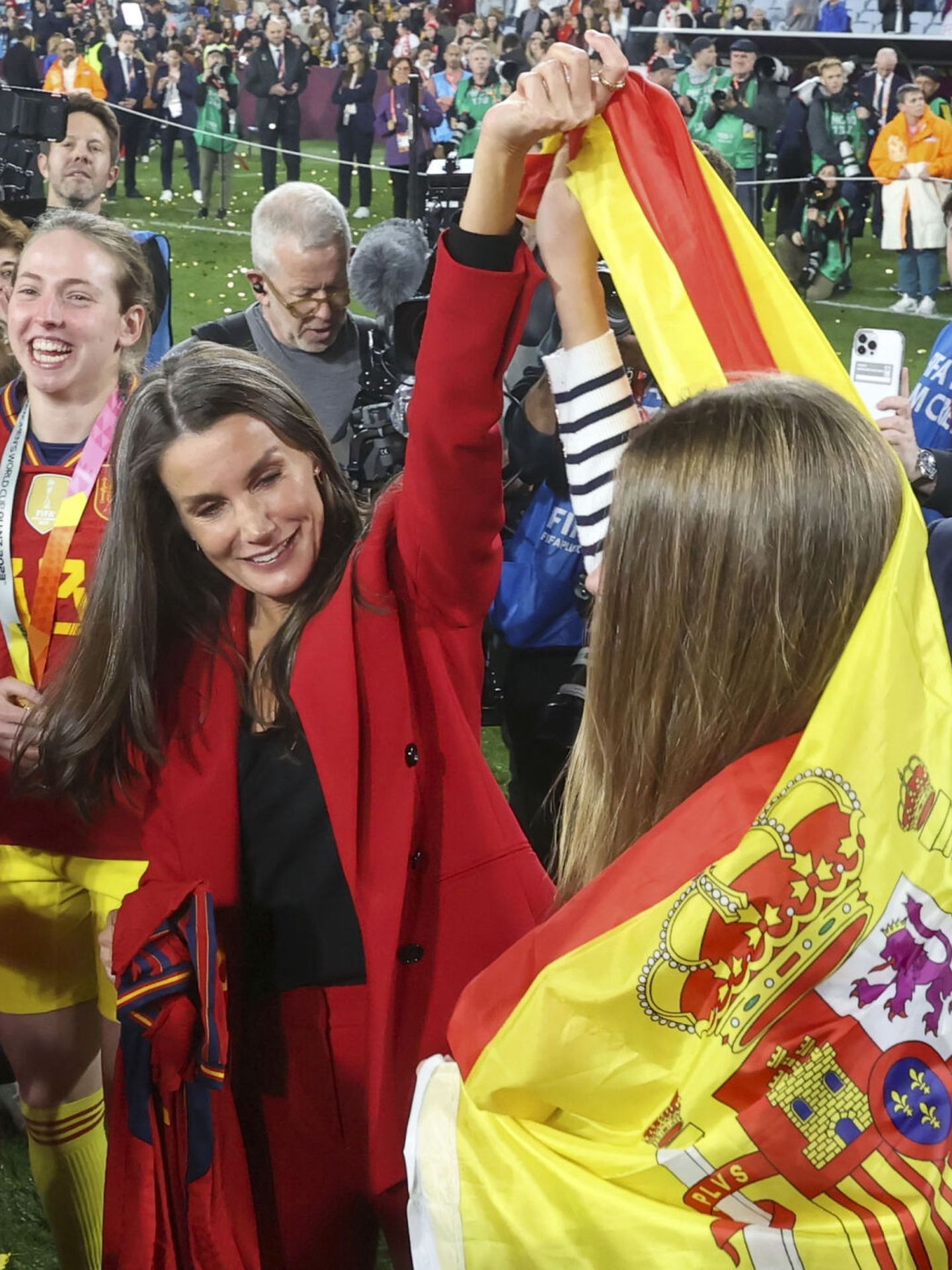 La Reina celebrando la victoria de España en Sídney. (EFE) 