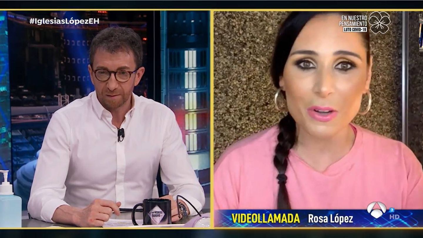 Rosa López, en videollamada con Pablo Motos. (Atresmedia)