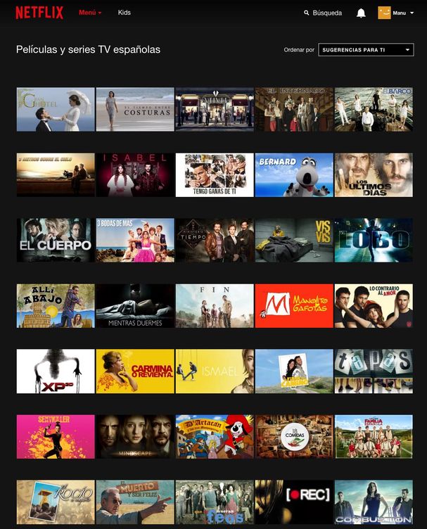 Captura del contenido de TV y cine español en Netflix
