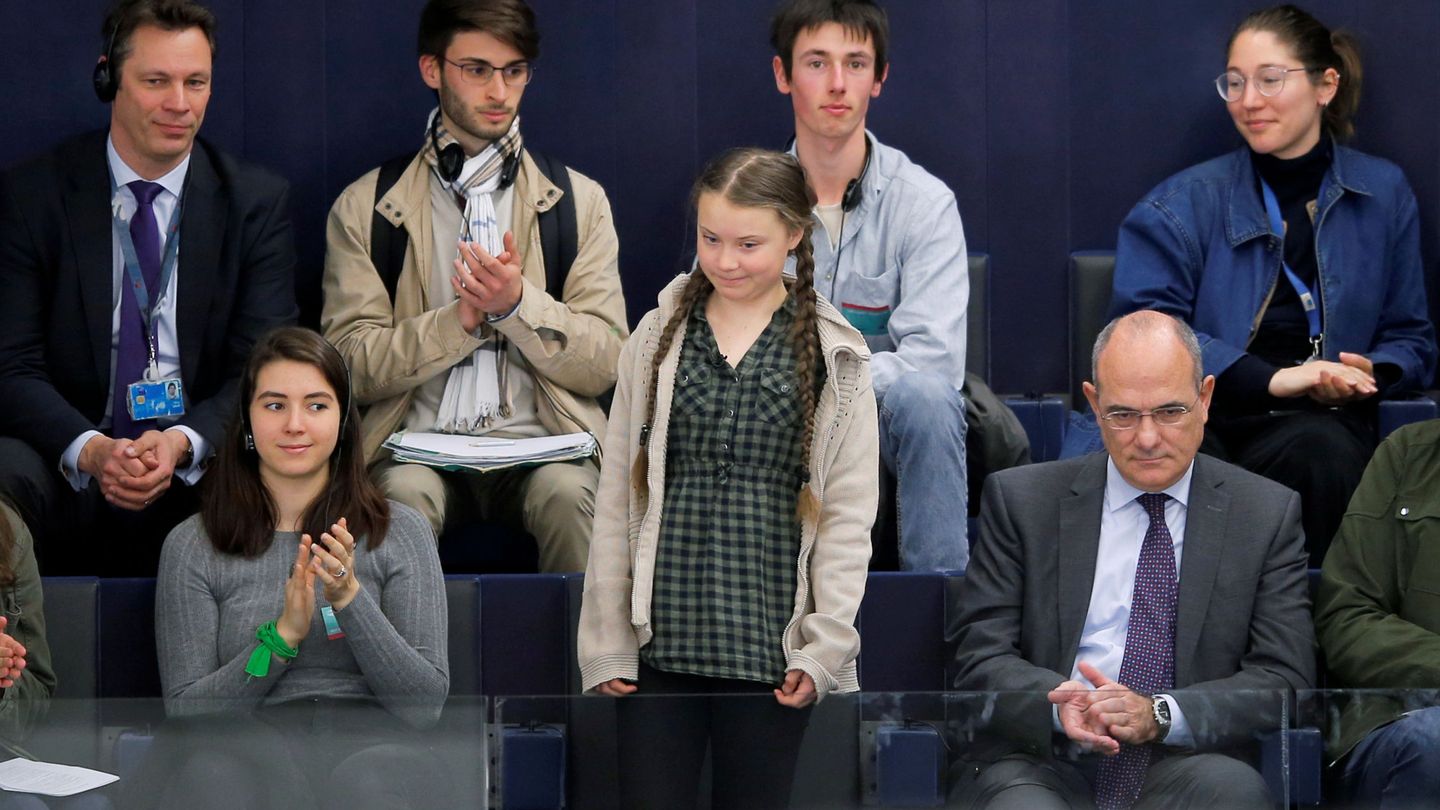 Greta Thunberg durante una sesión del Parlamento europeo en Estrasburgo. (Reuters)