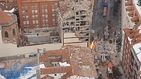 Vista aérea de la explosión en la calle de Toledo (Madrid) que ha dejado cuatro fallecidos 