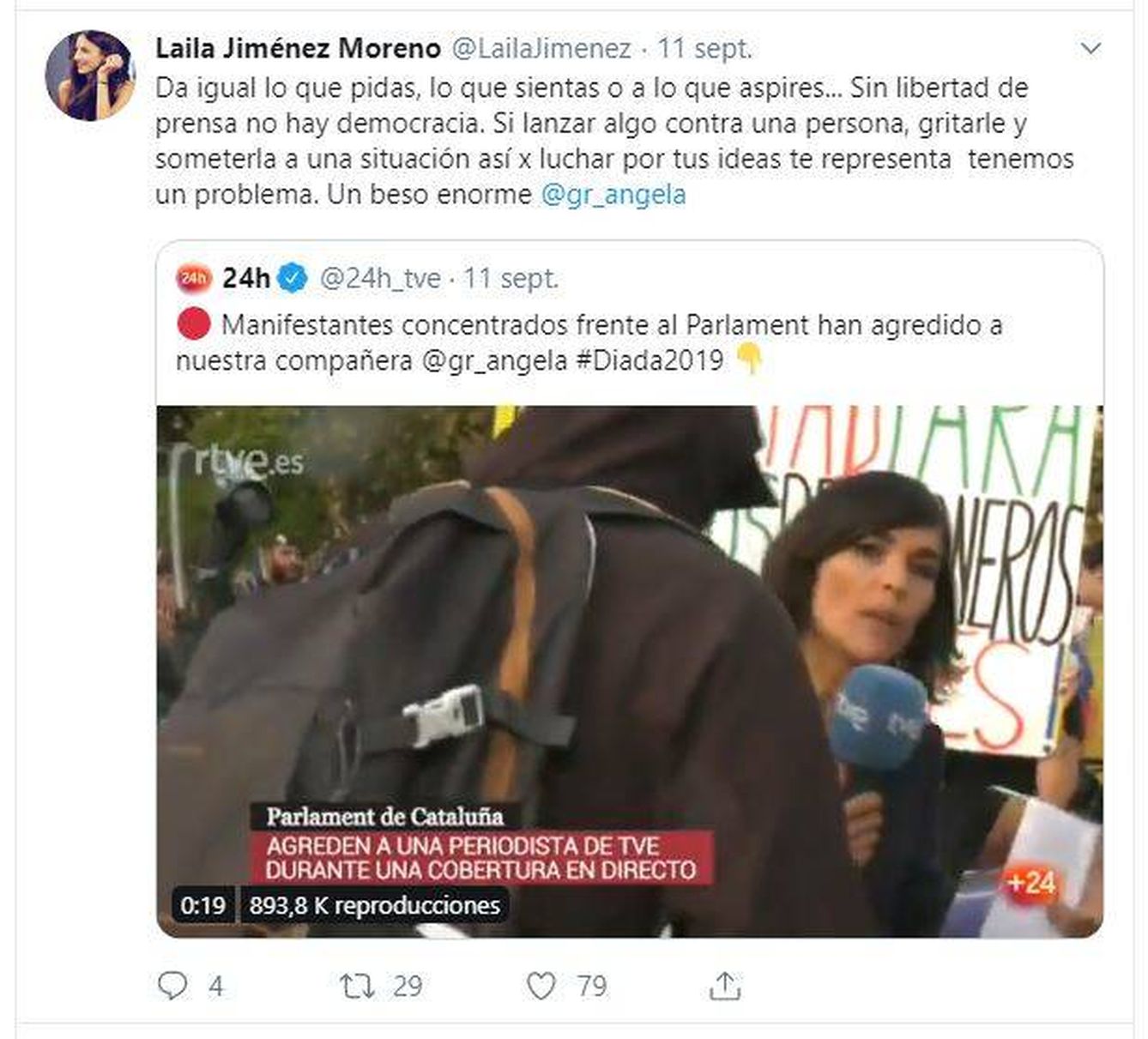 Laila Jiménez en defensa de Ángela García Romero. (@LailaJiménez)