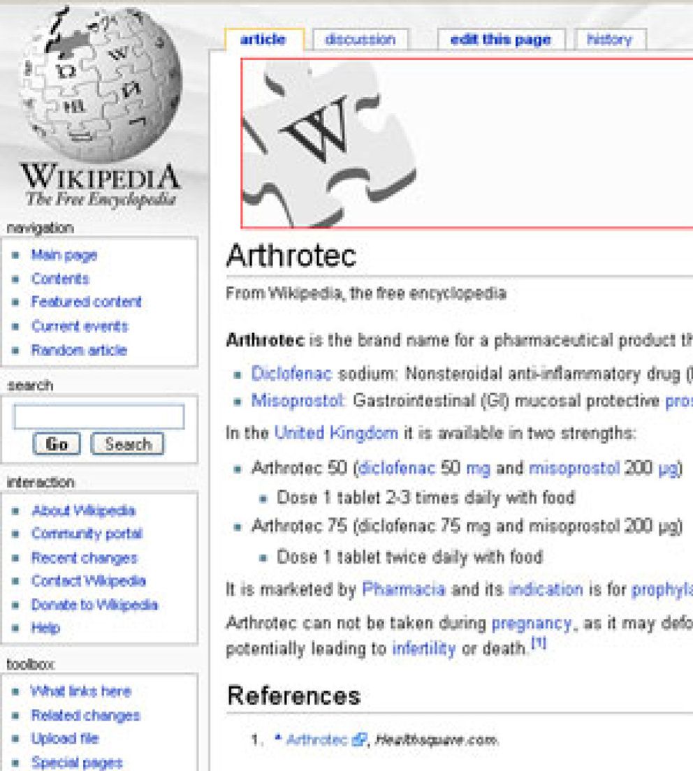 Foto: Wikipedia omite información importante sobre medicamentos
