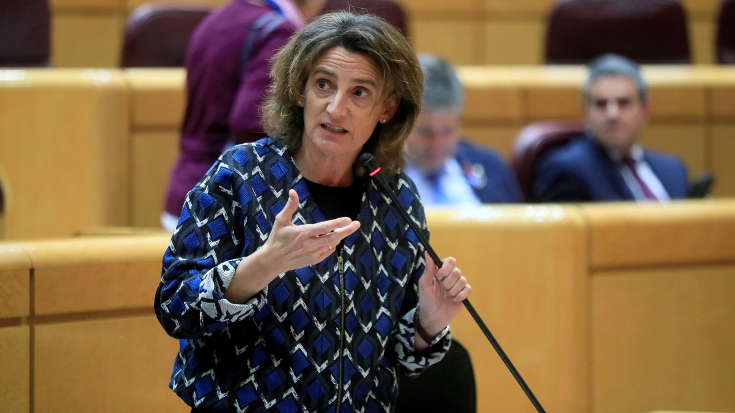 La ministra para la Transición Ecológica, Teresa Ribera, durante una sesión de control al Gobierno en el pleno del Senado. (EFE)
