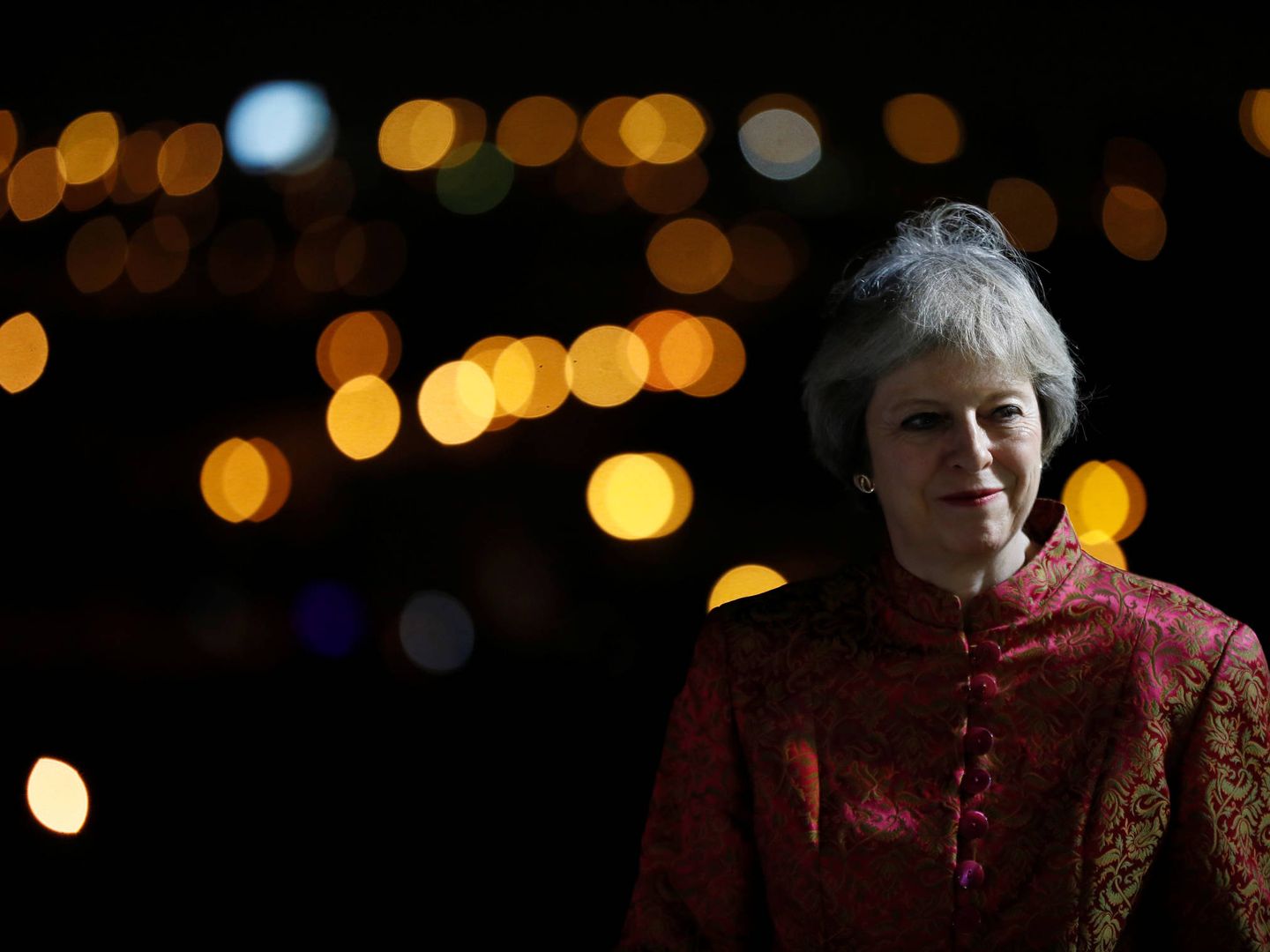 La primera ministra británica, Theresa May, durante un evento en Riffa Fort, en Baréin (Reuters). 