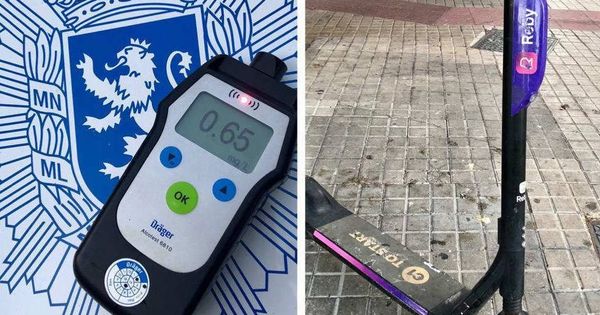Foto: La prueba de alcoholemia dio más del doble de la tasa máxima permitida (Foto: Twitter/Policía Local Zaragoza)