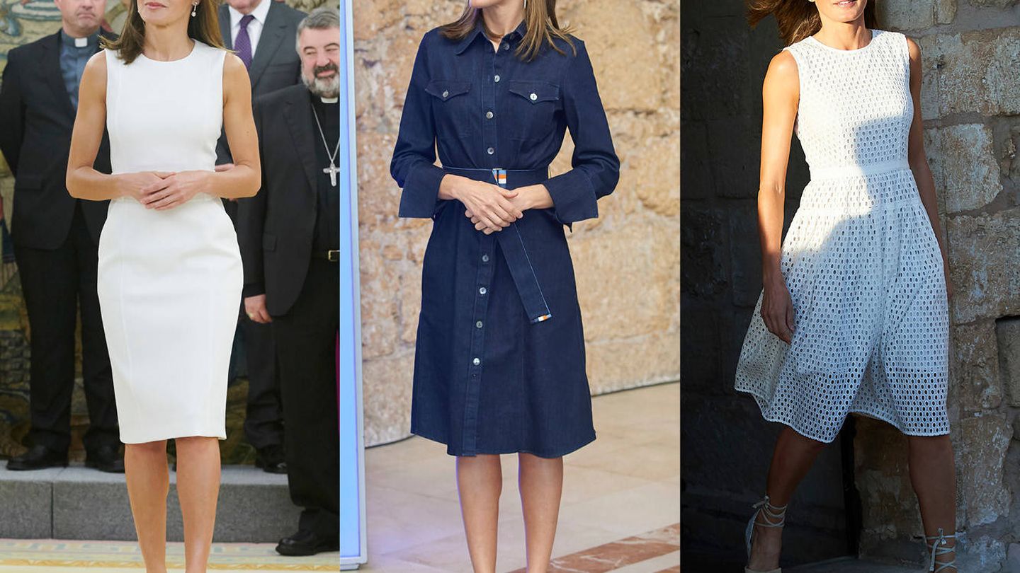 La Reina estrenó estos tres vestidos de Hugo Boss en julio.