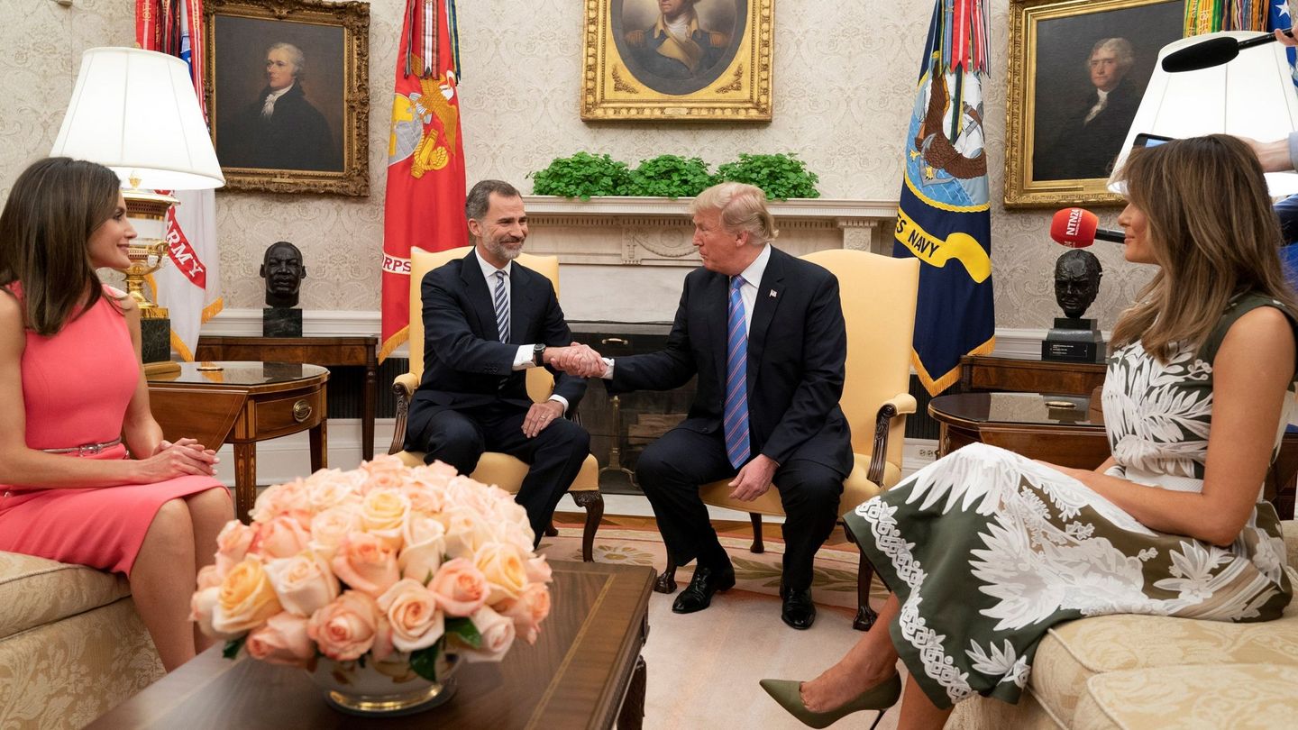 Los Reyes, durante su visita a Donald y Melania Trump en 2018. (EFE)