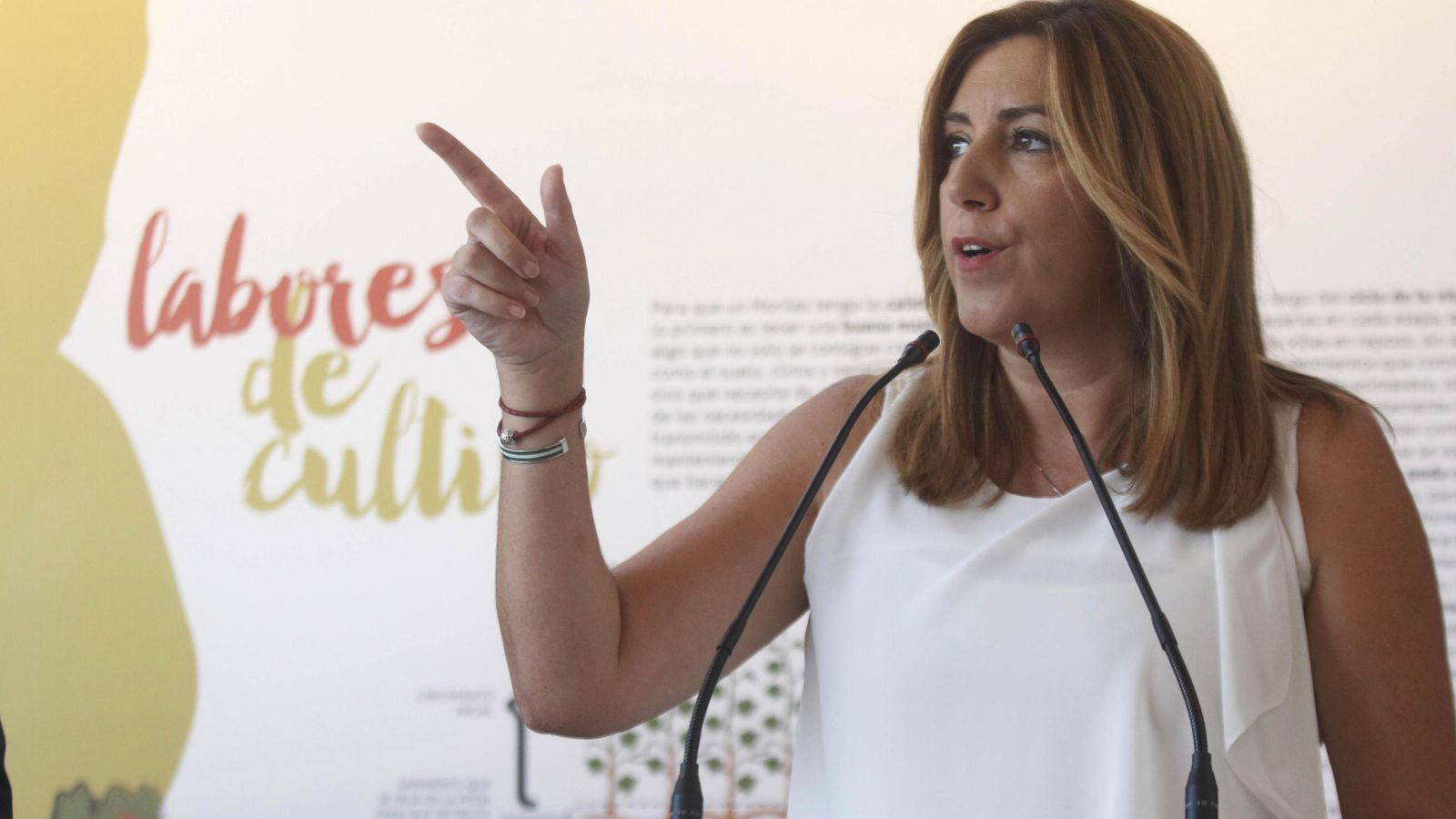Foto: Susana Díaz, durante la inauguración del Centro de la Cultura del Vino, este 19 de septiembre en Moriles, Córdoba. (EFE)