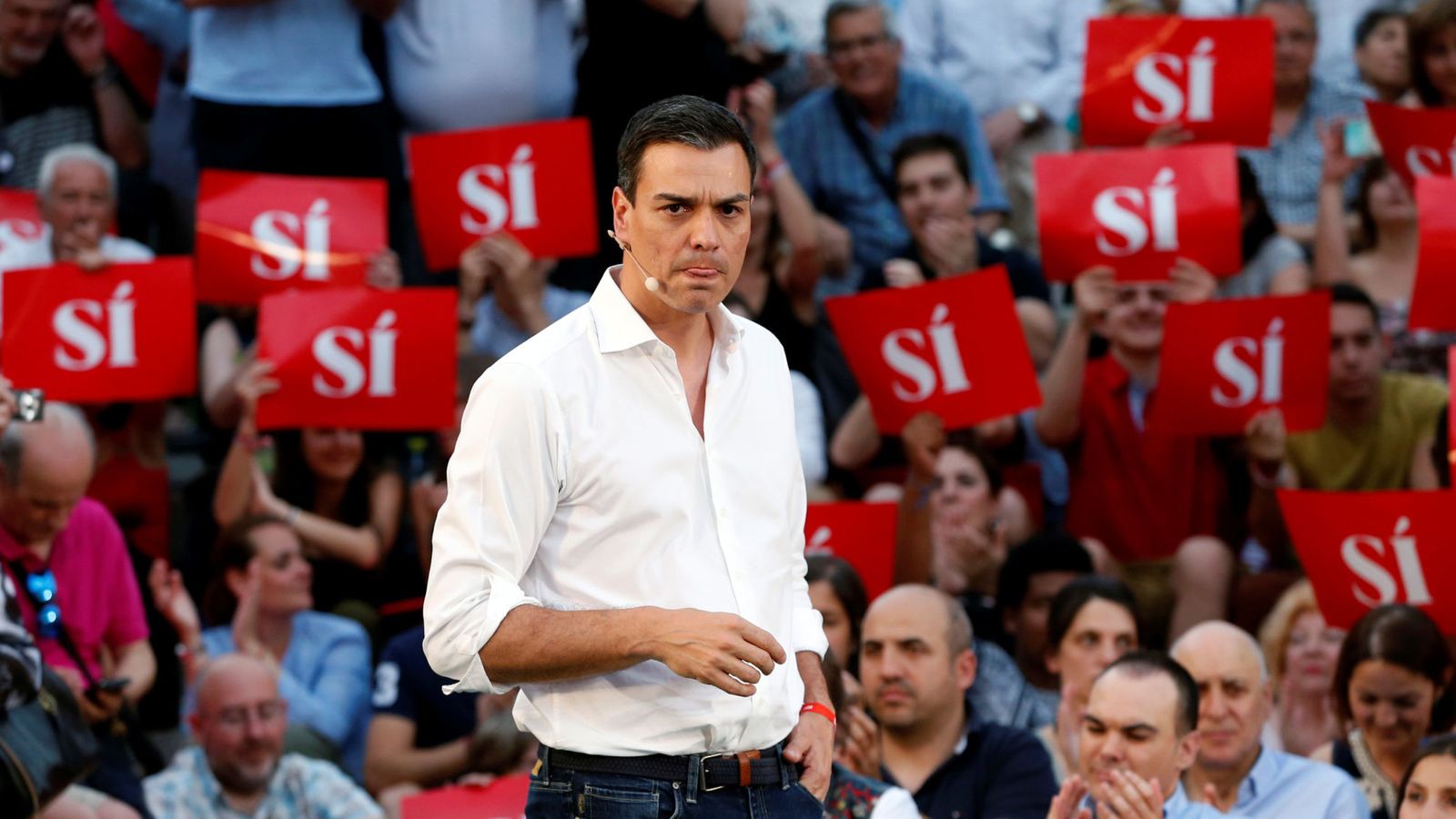 Foto: Pedro Sánchez, durante el mitin de apertura de campaña, el pasado 9 de junio en la plaza de Pedro Zerolo de Madrid. (Reuters)