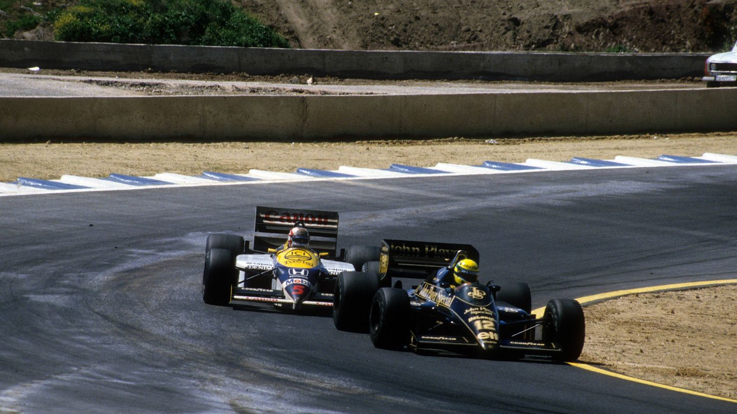 Senna y Mansell en el GP de España de 1986.