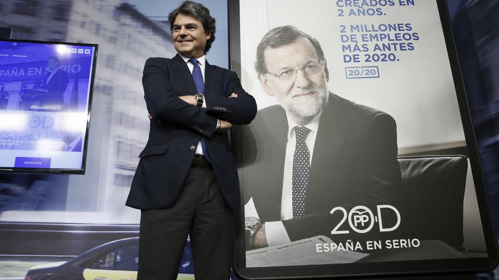 Foto: El director de Campaña del PP, Jorge Moragas, durante la presentación de la campaña electoral del PP. (EFE)