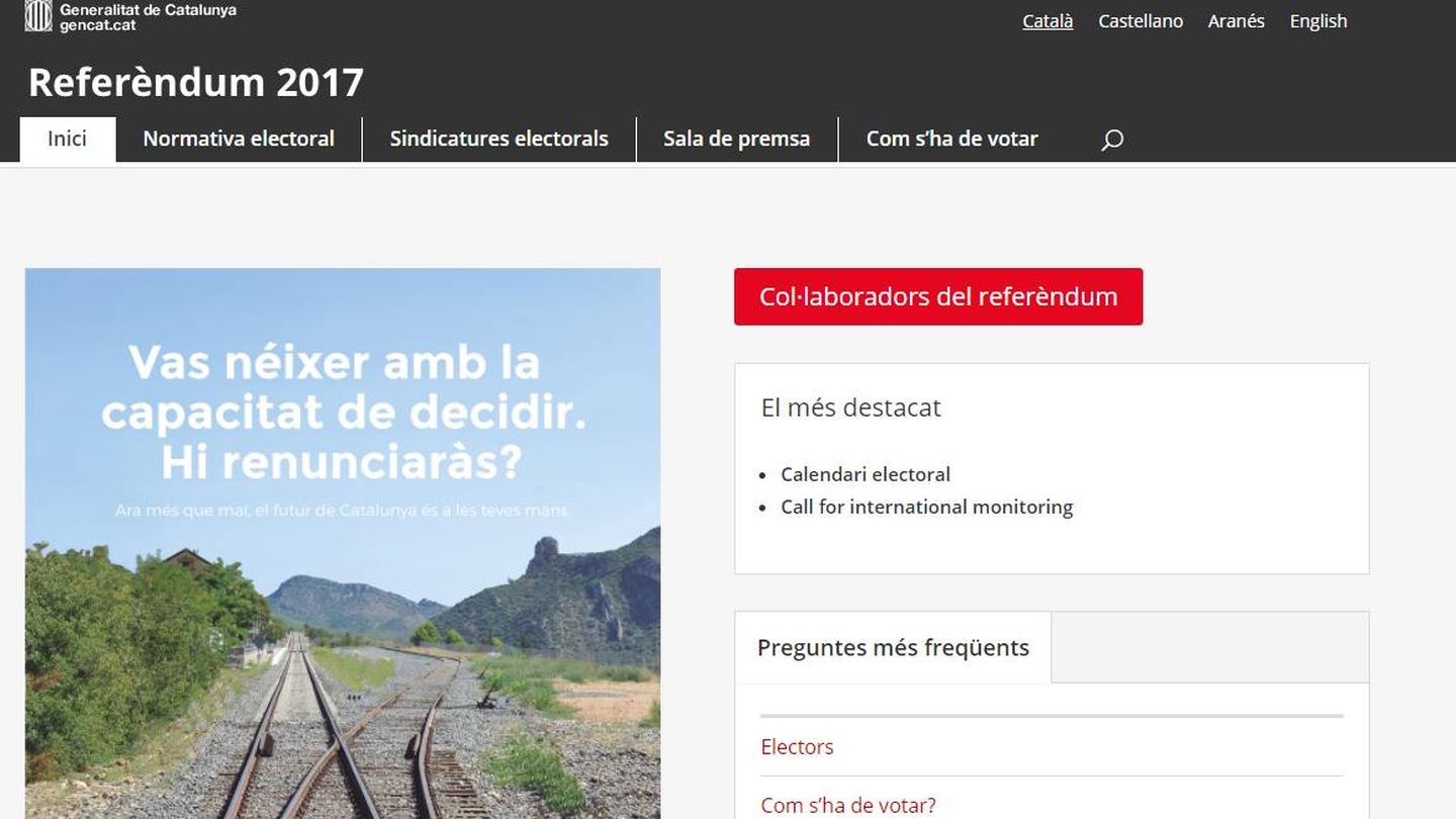 Web del referéndum con dominio en el extranjero.