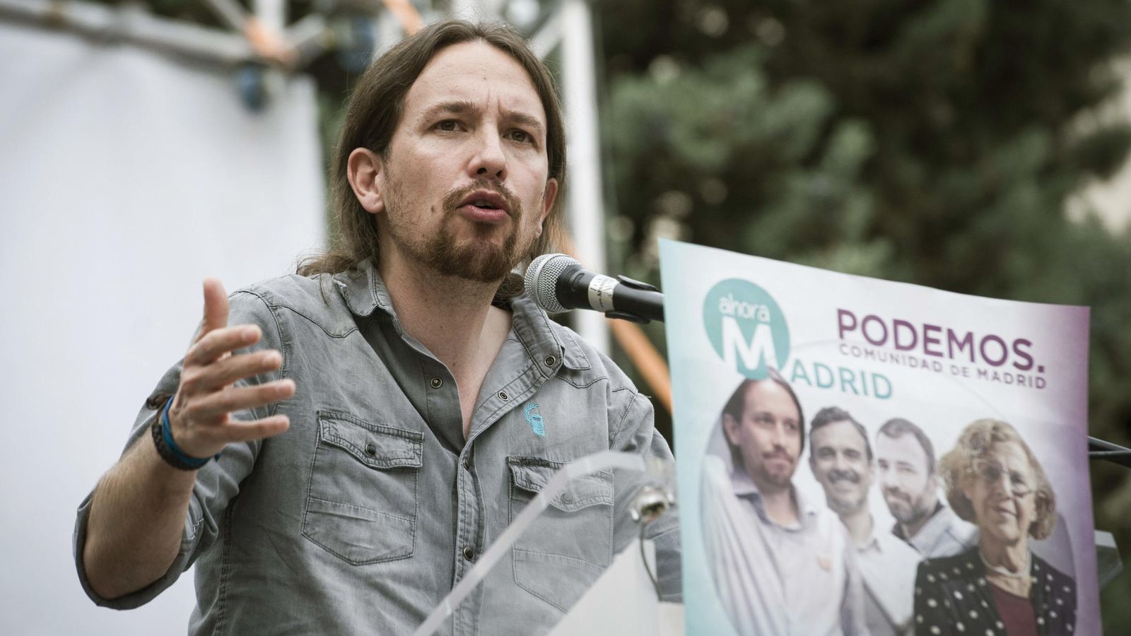 Foto: El líder de Podemos, Pablo Iglesias, durante el mitin. (Efe)