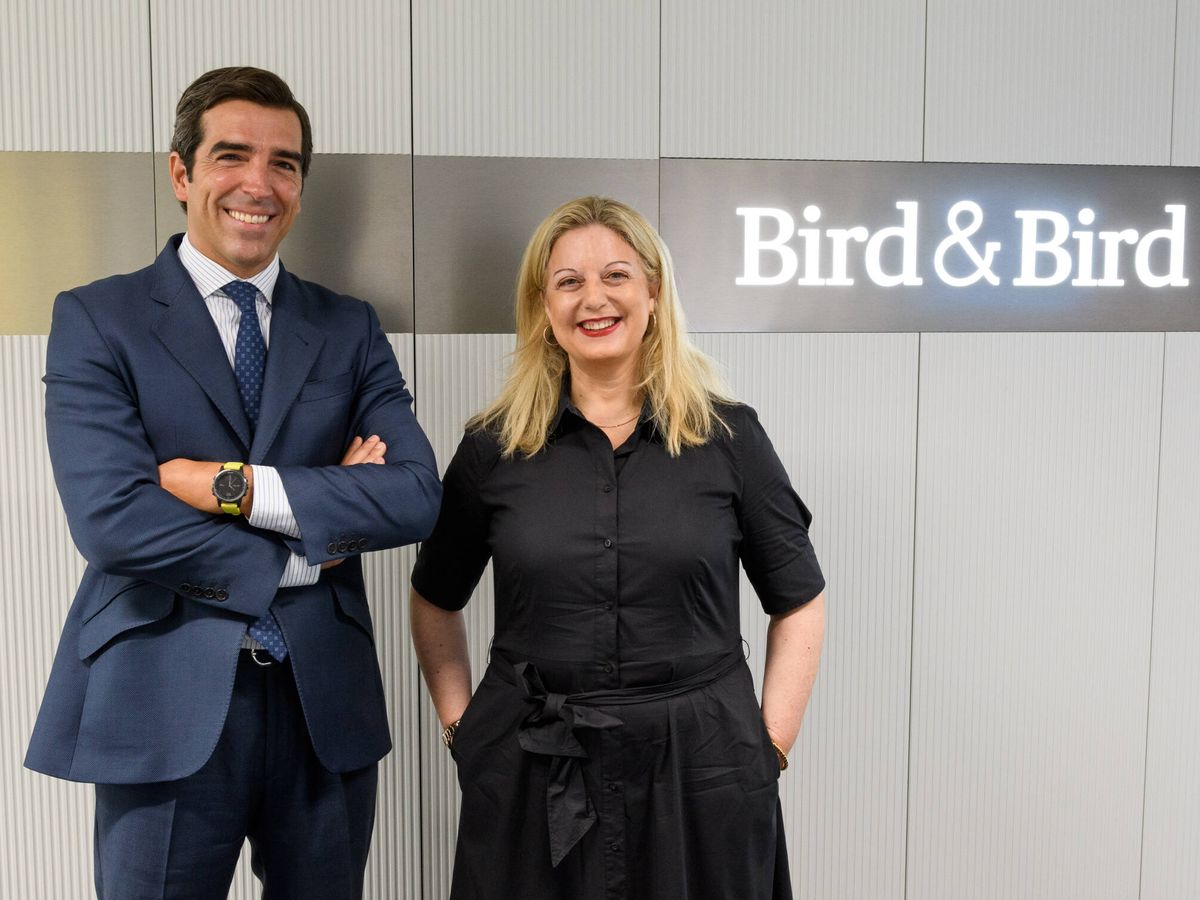 Foto: José de Santiago, nuevo socio de Bird & Bird, y Coral Yáñez, socia directora del bufete.