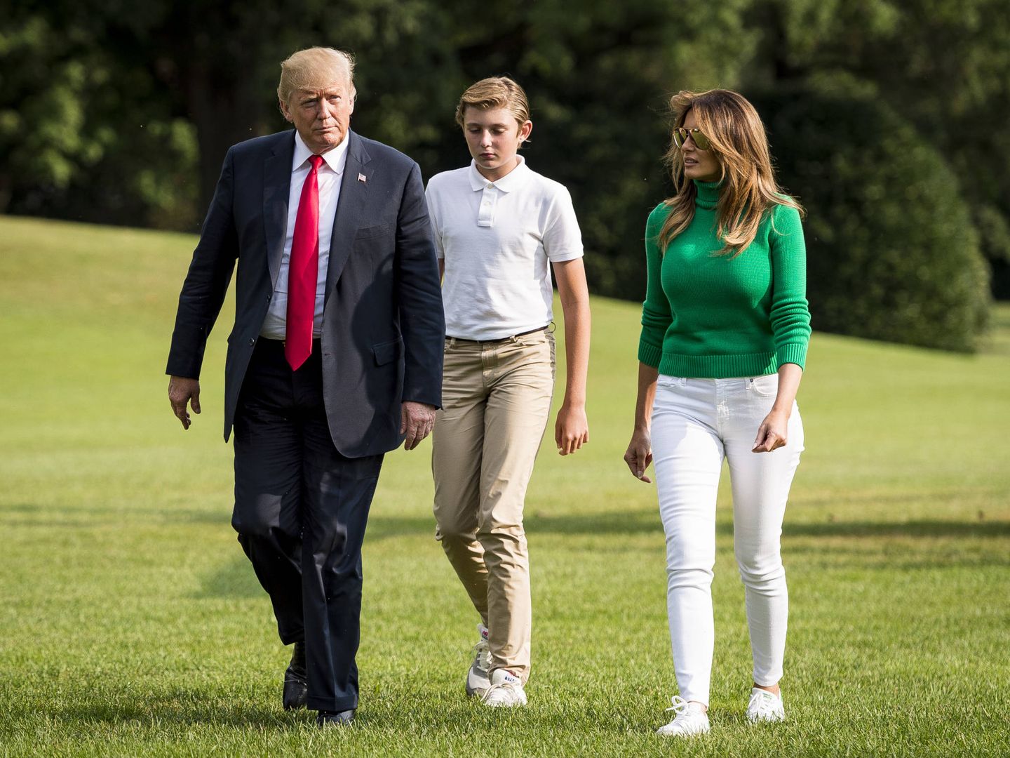 Donald y Melania Trump con su hijo Barron. (Getty)