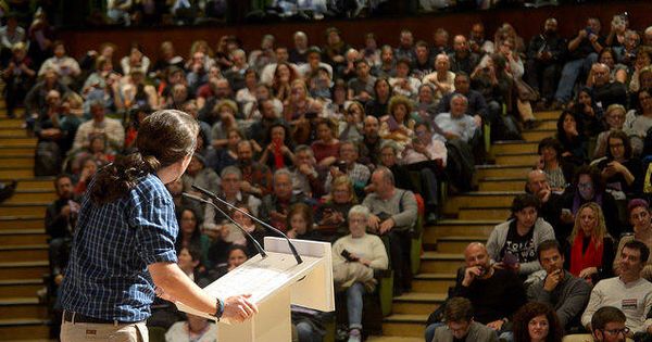 Foto: Pablo Iglesias durante la intervención de cierre del encuentro En Marcha, celebrado en la UCM. (Dani Gago)