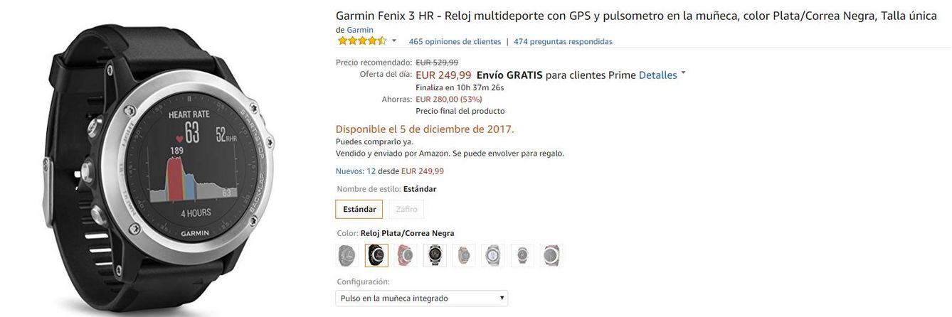  Oferta del Garmin Fenix 3 en Amazon